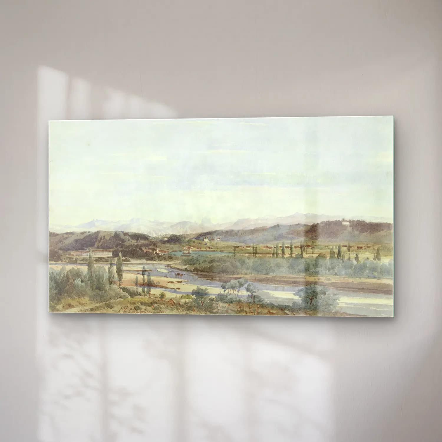 Henri-Joseph Harpignies – Landscape with a River Valley in the South of France cam tablo — sağ açıdan görünüm