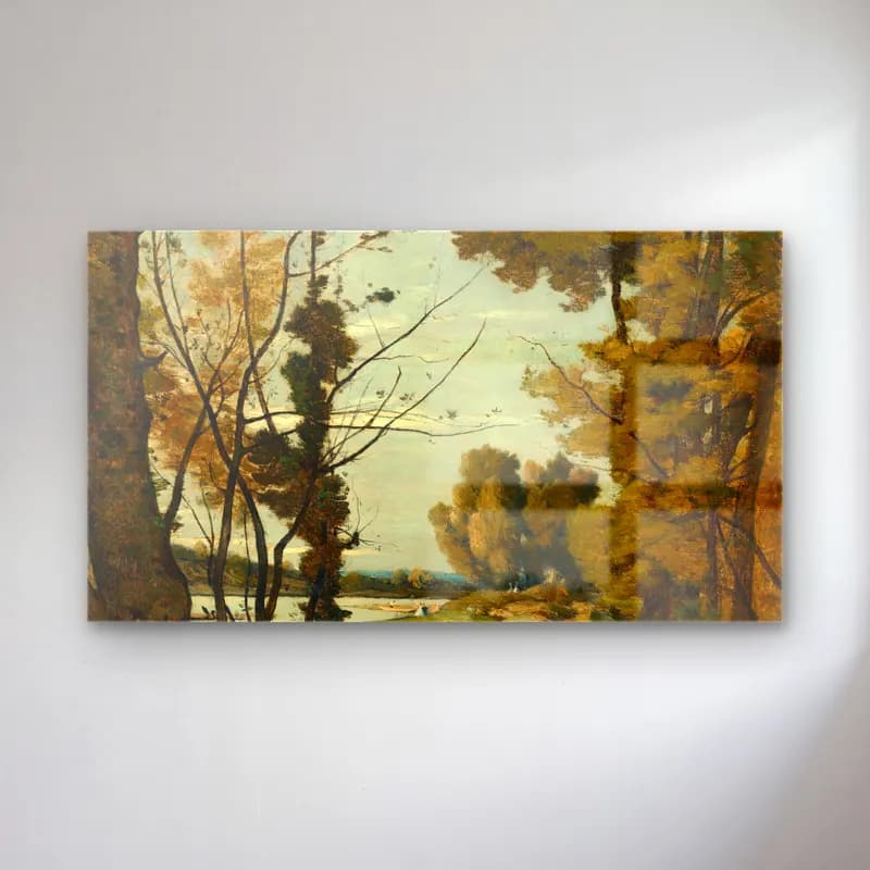 Henri-Joseph Harpignies – Reading in the forest cam tablo — Henri-Joseph Harpignies – Reading in the forest — yağlı boya kırda nehir