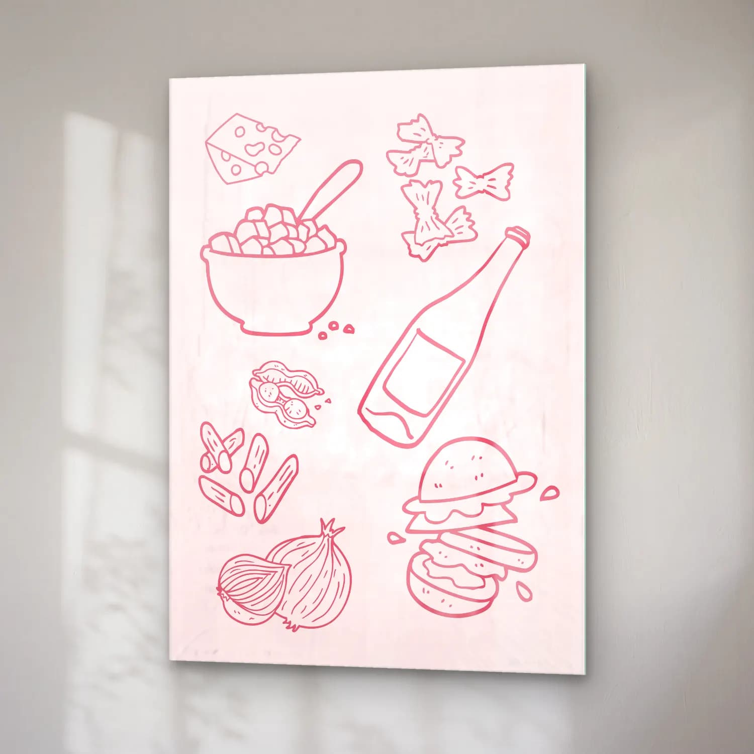 Pastel Makarna No. 5 cam tablo — sağ açıdan görünüm