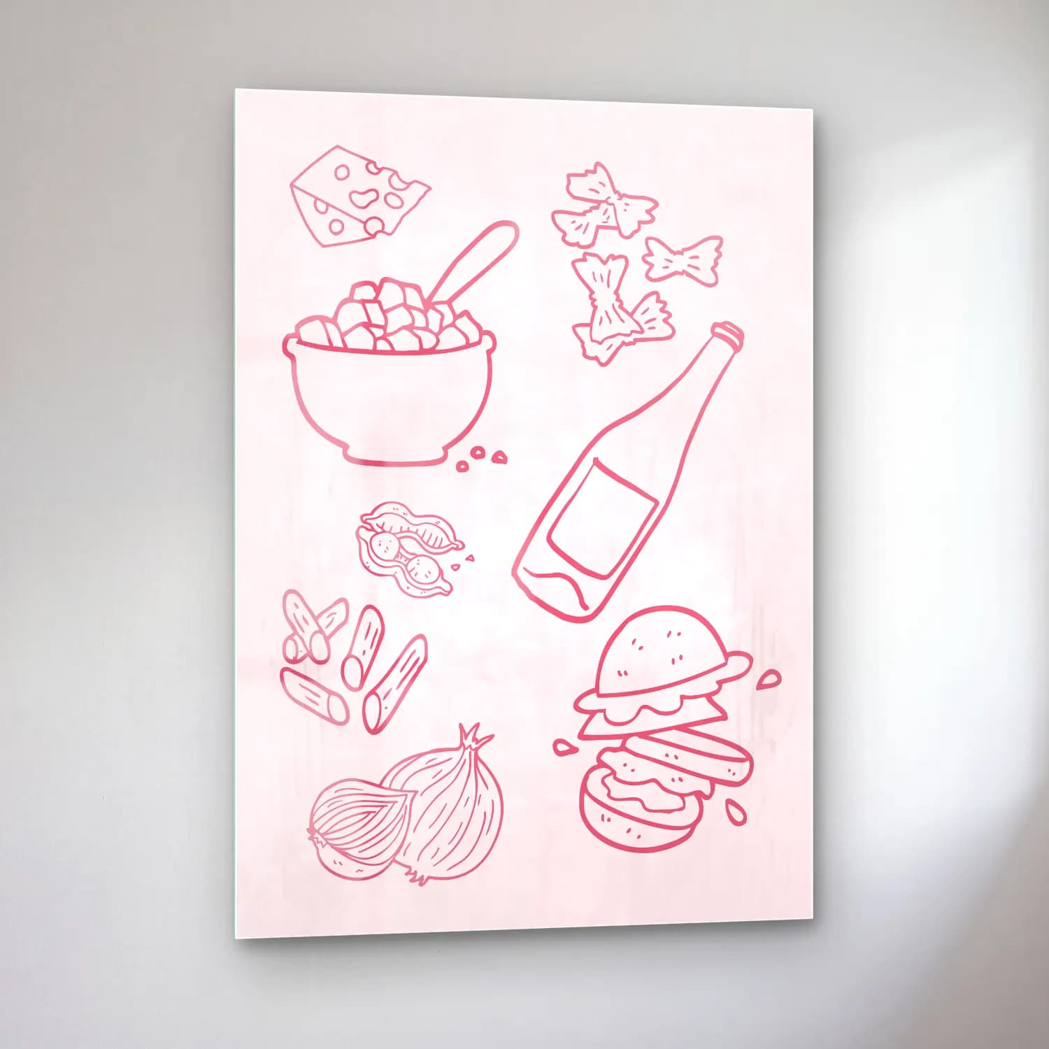 Pastel Makarna No. 5 cam tablo — sol açıdan görünüm