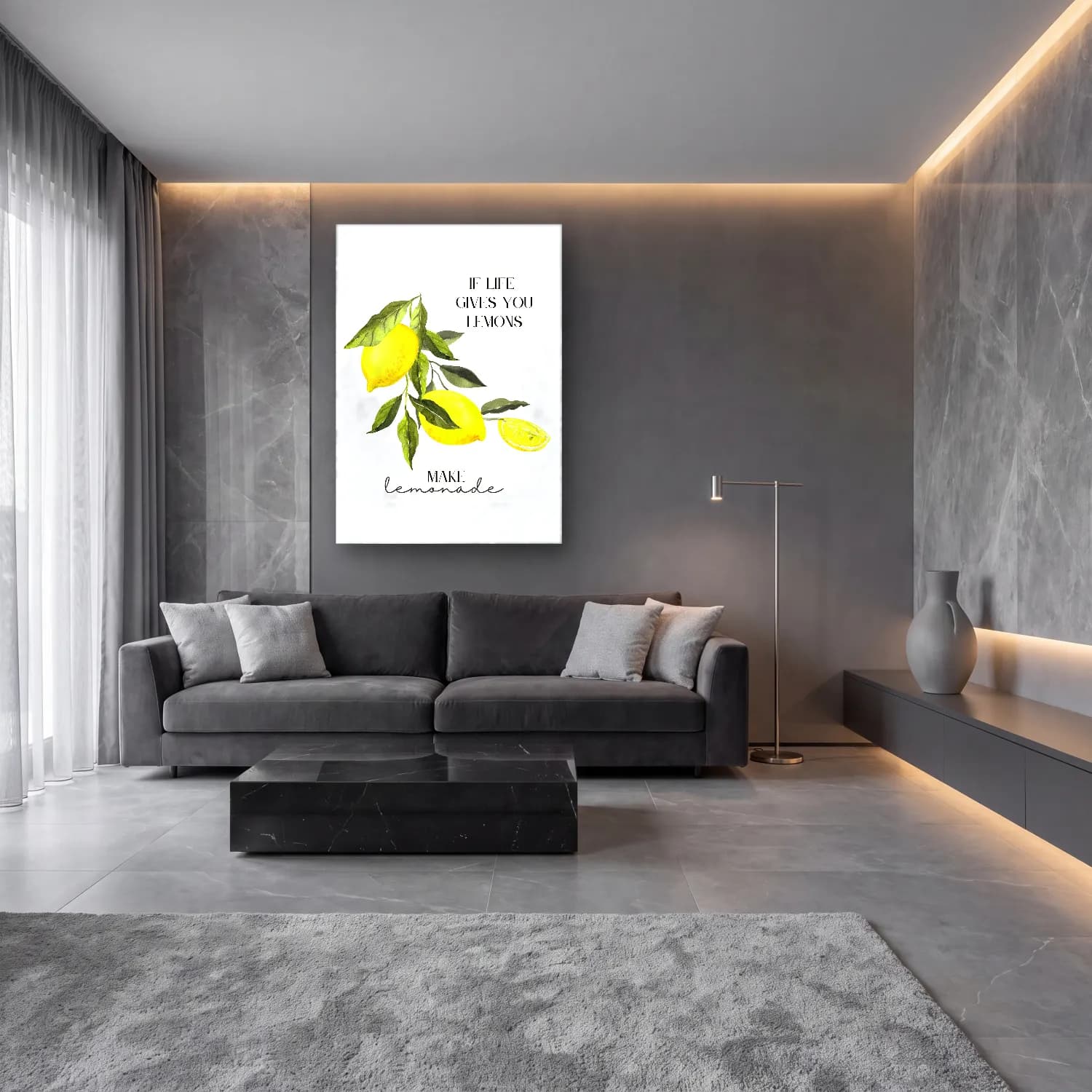Botanik İllüstrasyon Limonlar No. 4 cam tablo — lüks salon duvarında