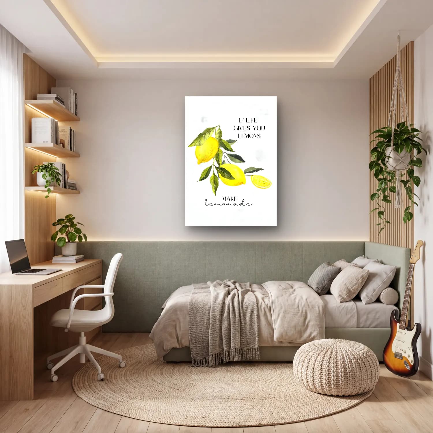 Botanik İllüstrasyon Limonlar No. 4 cam tablo — genç odasında