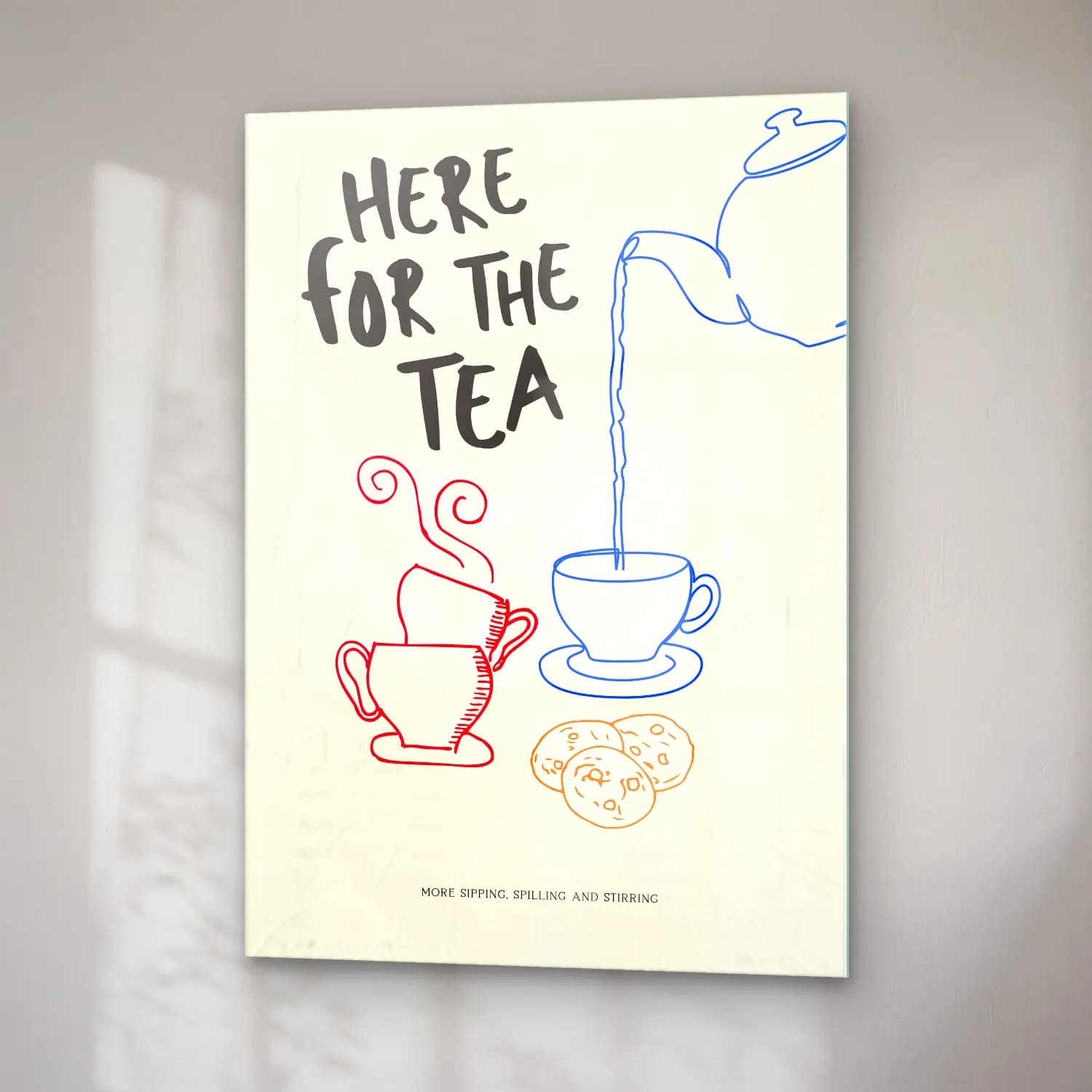 Vintage Poster Çay Fincanı cam tablo — sağ açıdan görünüm
