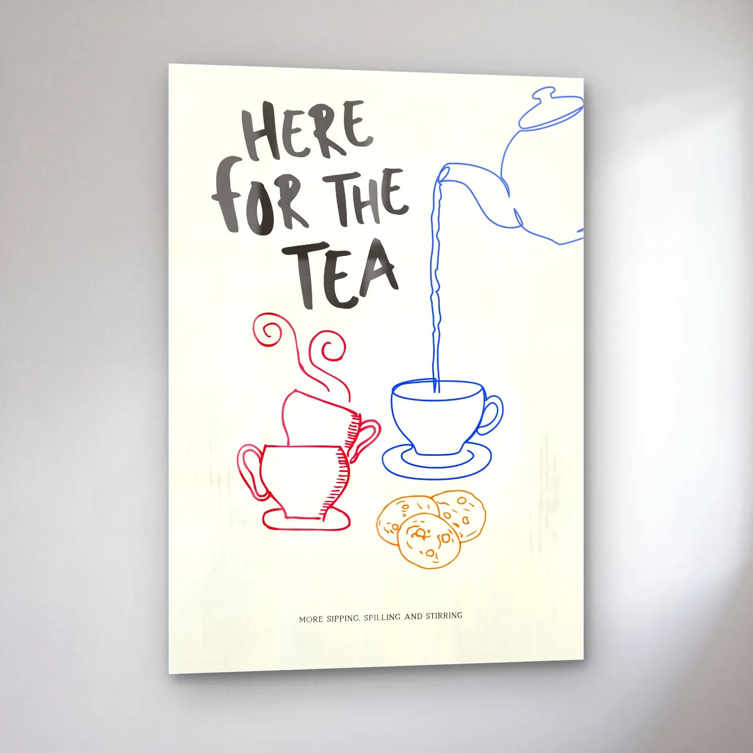 Vintage Poster Çay Fincanı cam tablo — sol açıdan görünüm