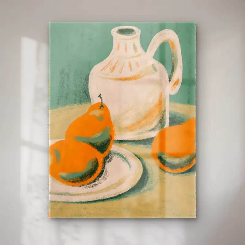 Vintage Armut ve Elmalar – Pastel Tonlar cam tablo — Vintage Armut ve Elmalar – Pastel Tonlar — vintage armut ve elmalar