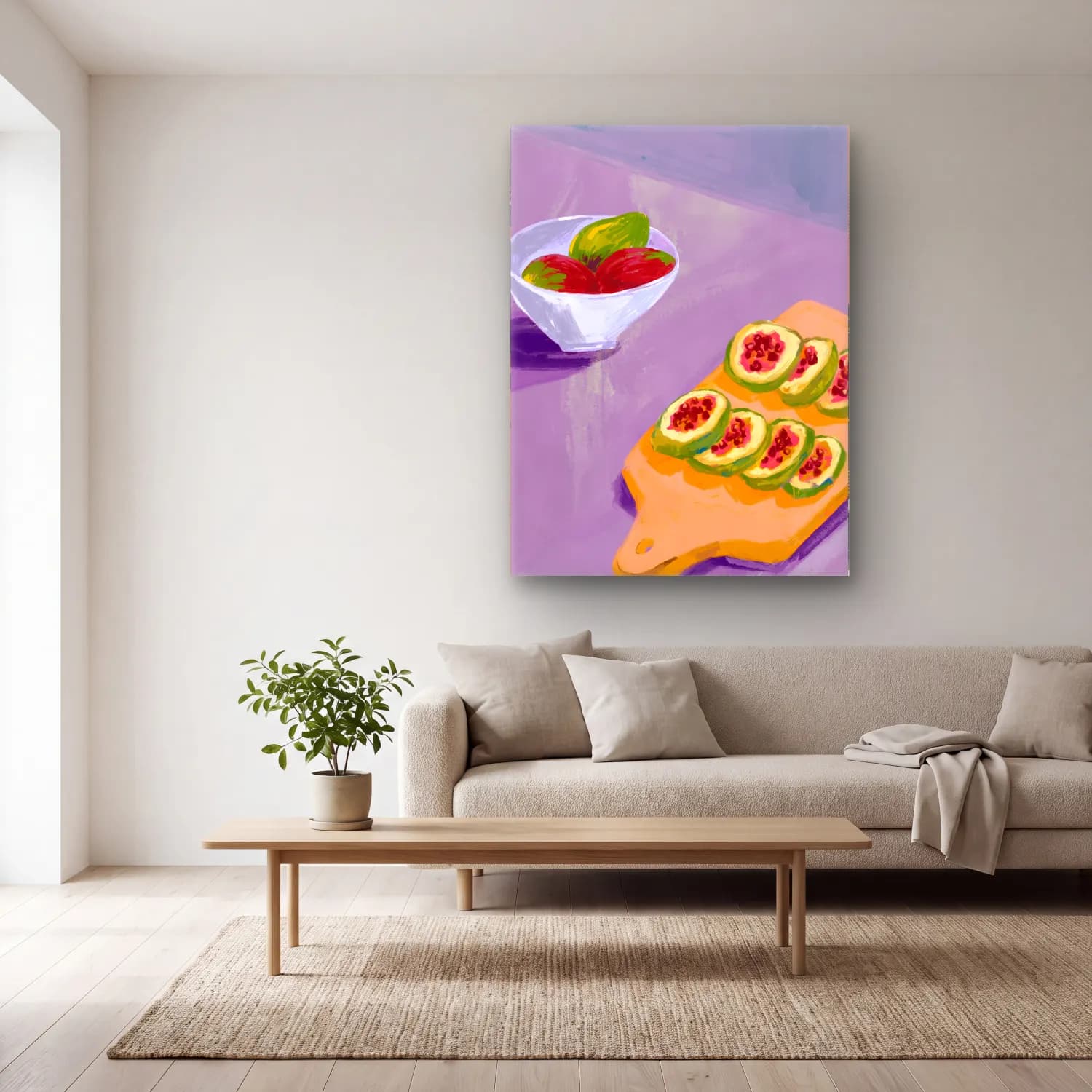 Empresyonist İncirler – Pastel Tonlar cam tablo — açık renk salonda