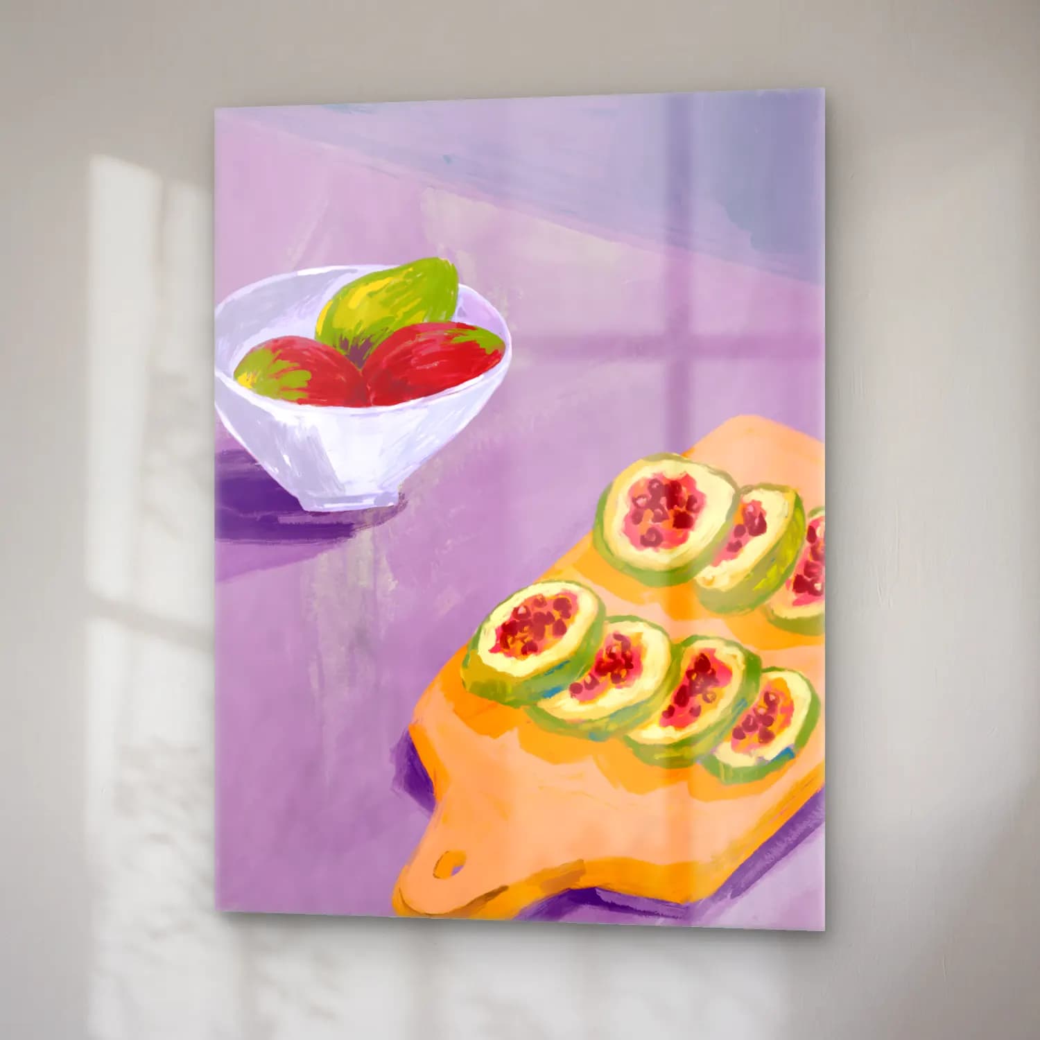 Empresyonist İncirler – Pastel Tonlar cam tablo — sağ açıdan görünüm