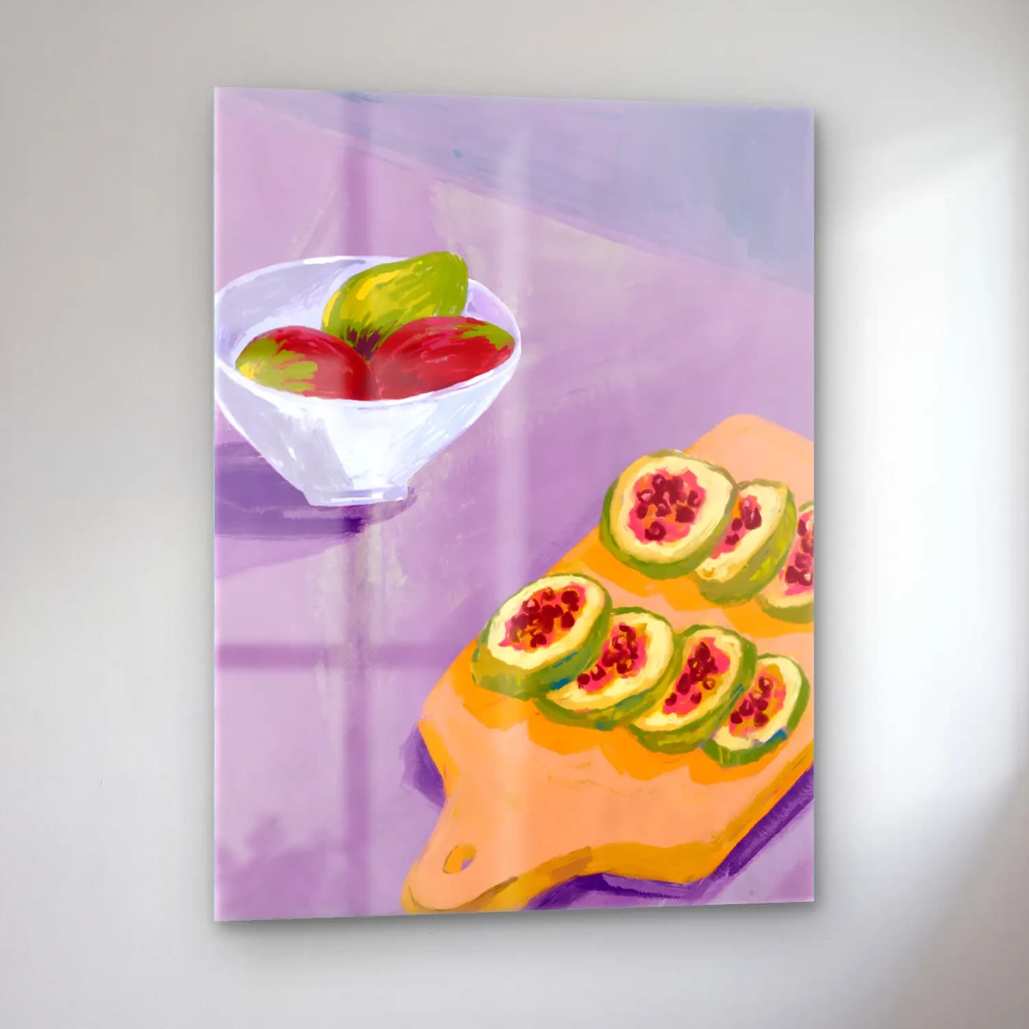 Empresyonist İncirler – Pastel Tonlar cam tablo — sol açıdan görünüm