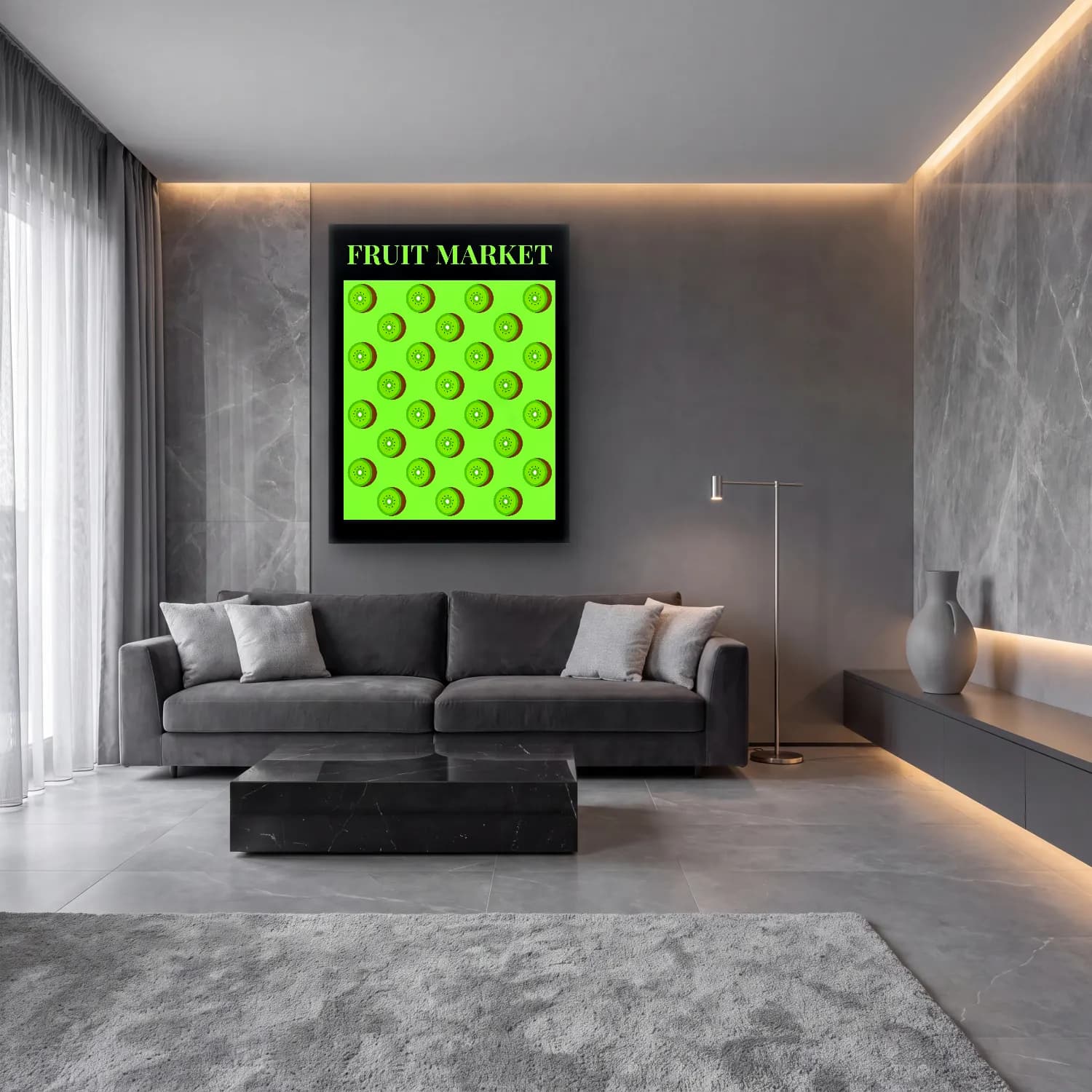 Pop Art Meyveli Natürmort cam tablo — lüks salon duvarında
