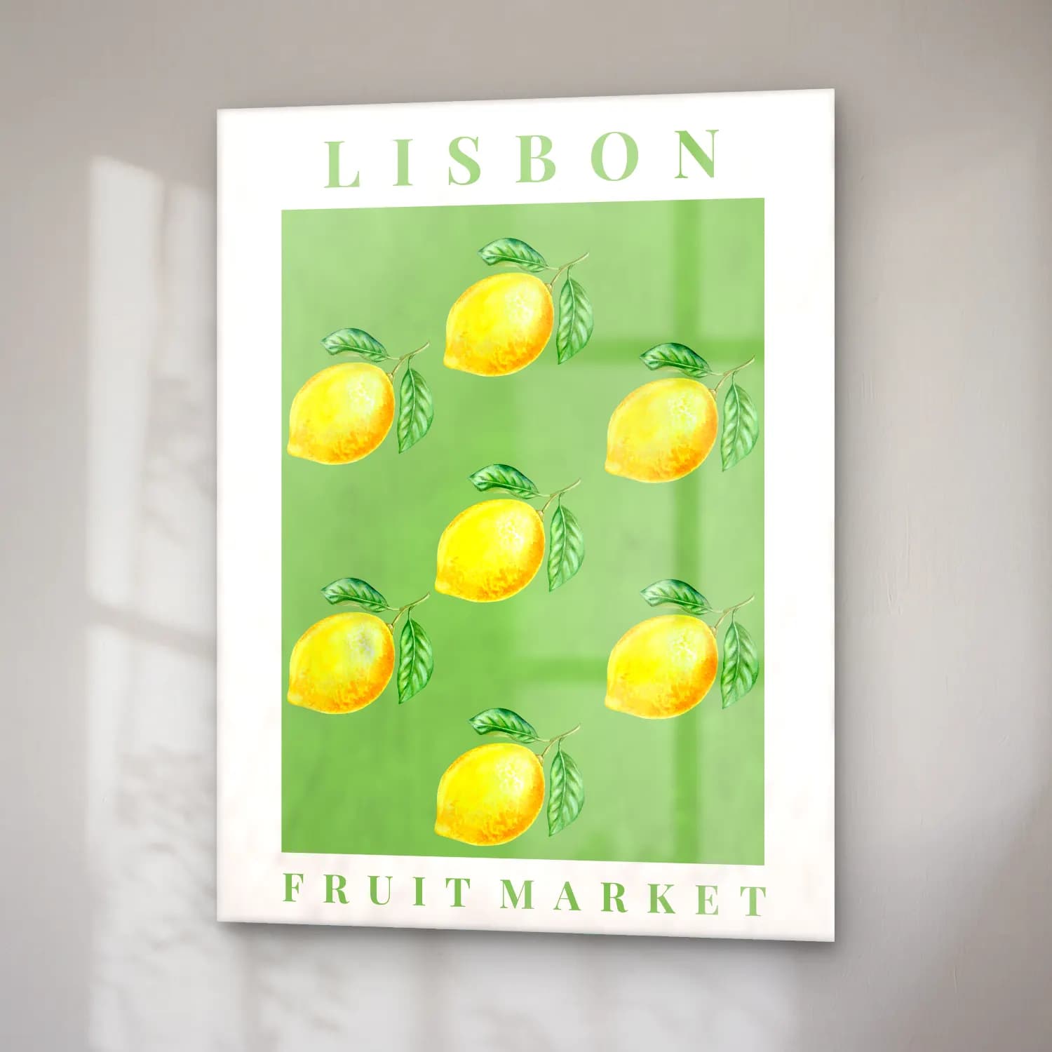 Pastel Limonlar No. 5 cam tablo — sağ açıdan görünüm
