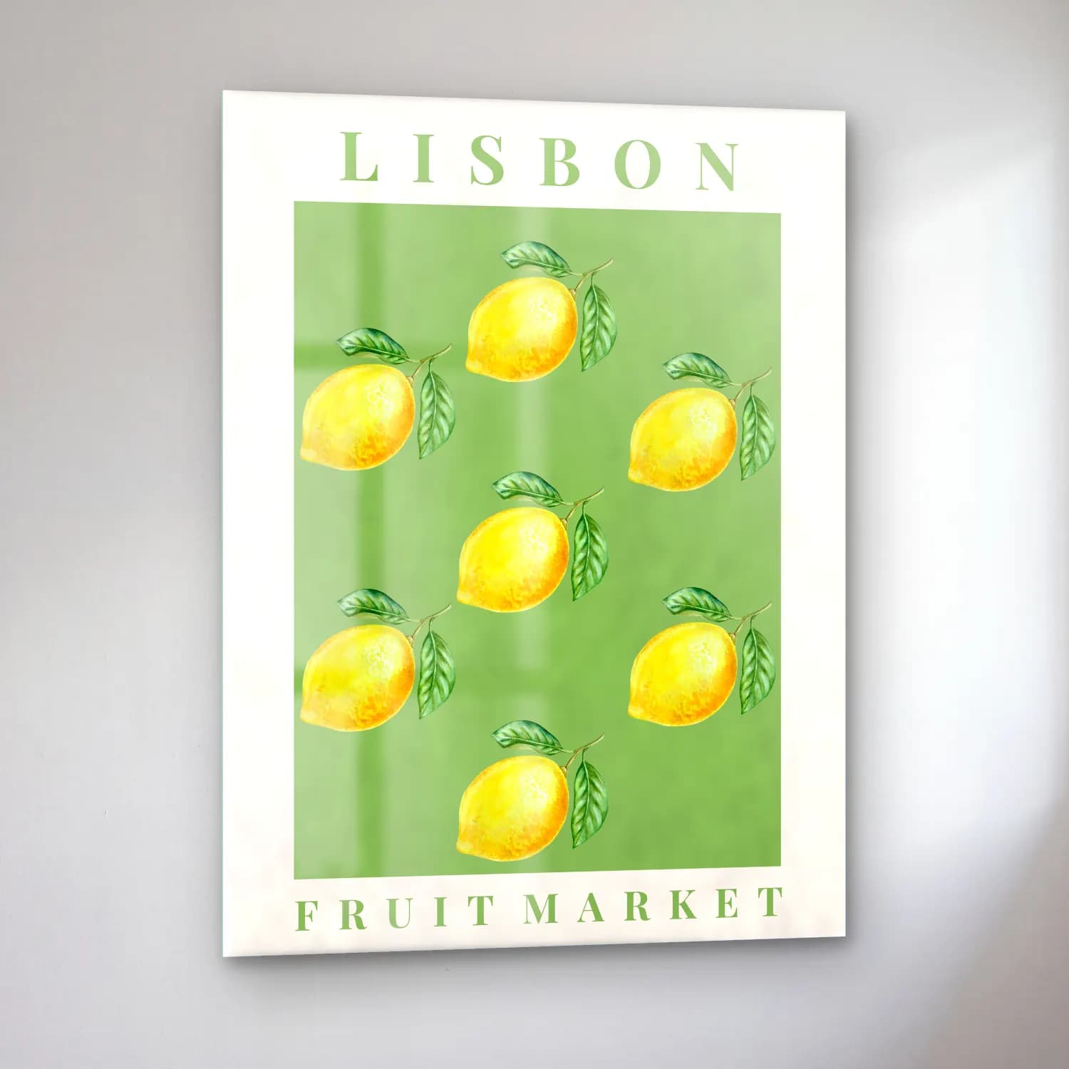 Pastel Limonlar No. 5 cam tablo — sol açıdan görünüm