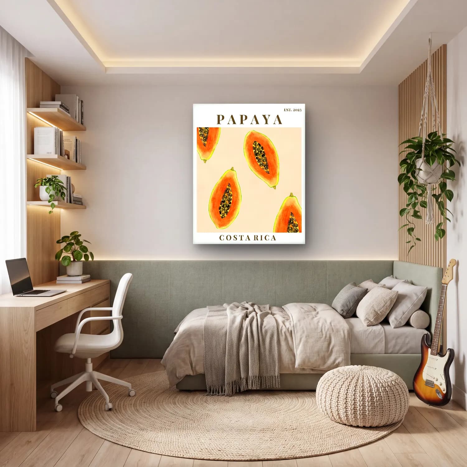 Pastel Karpuz – Turuncu Tonlar cam tablo — genç odasında