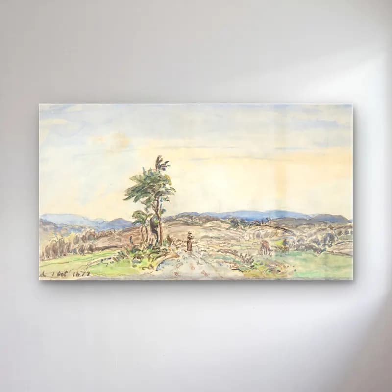 Johan Barthold Jongkind – Landscape cam tablo — Johan Barthold Jongkind – Landscape — suluboya dağ manzarası