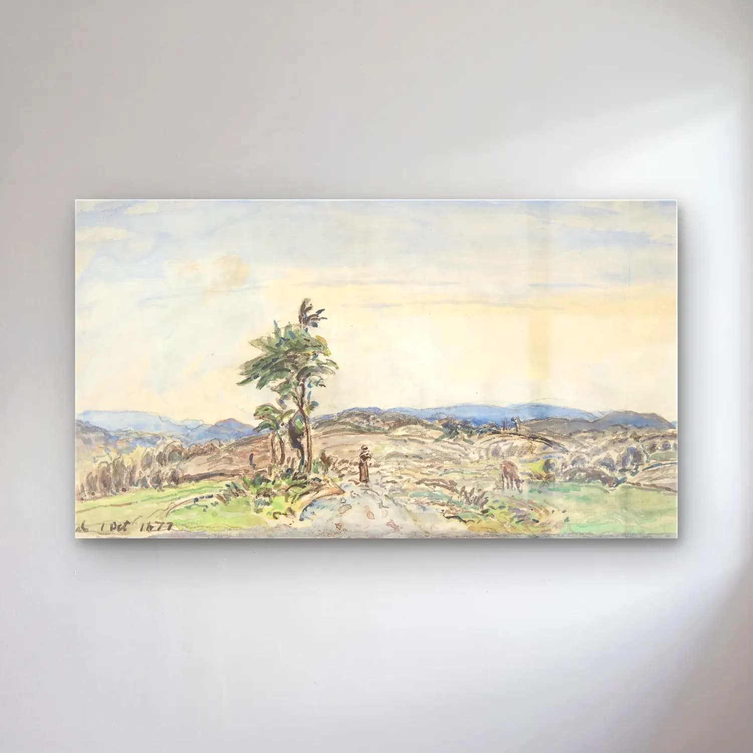 Johan Barthold Jongkind – Landscape cam tablo — Johan Barthold Jongkind – Landscape — suluboya dağ manzarası