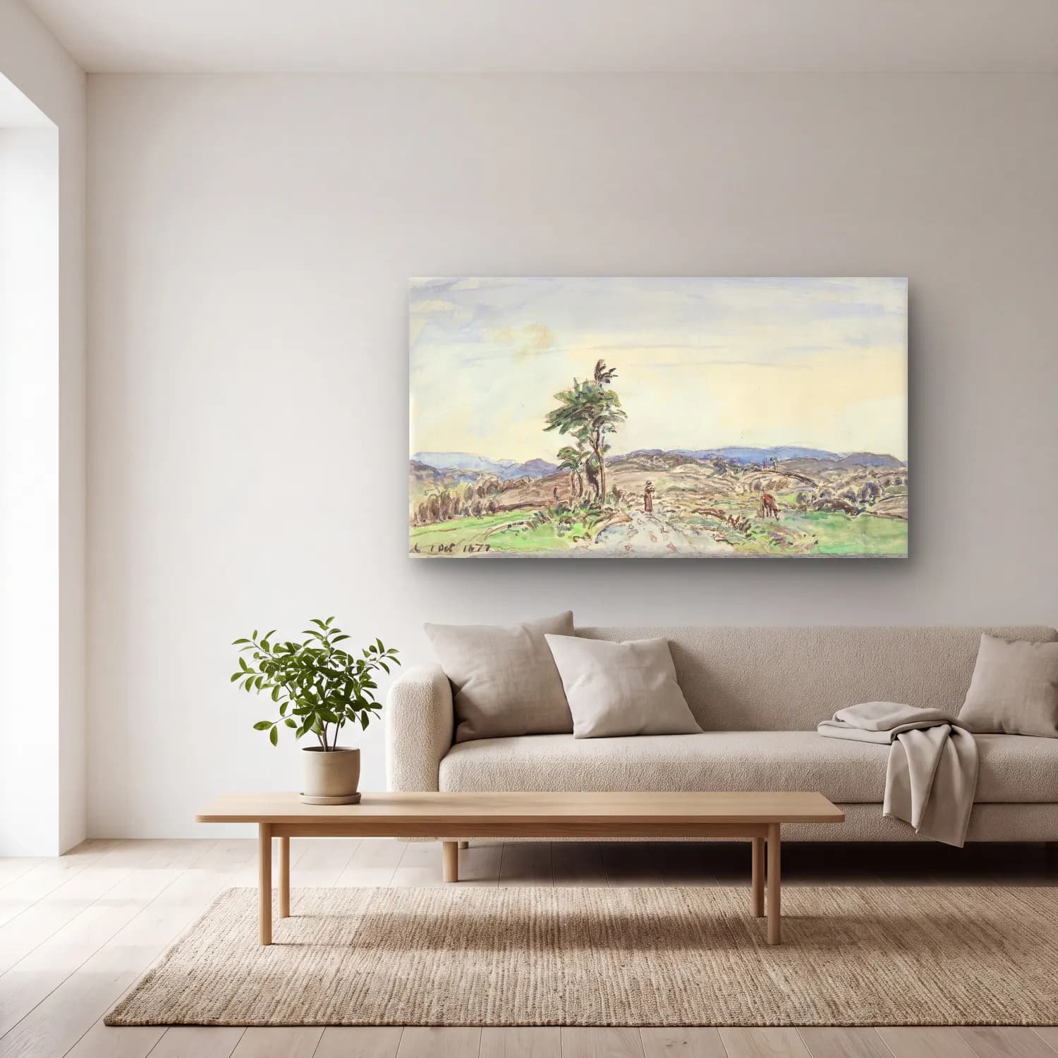 Johan Barthold Jongkind – Landscape cam tablo — açık renk salonda