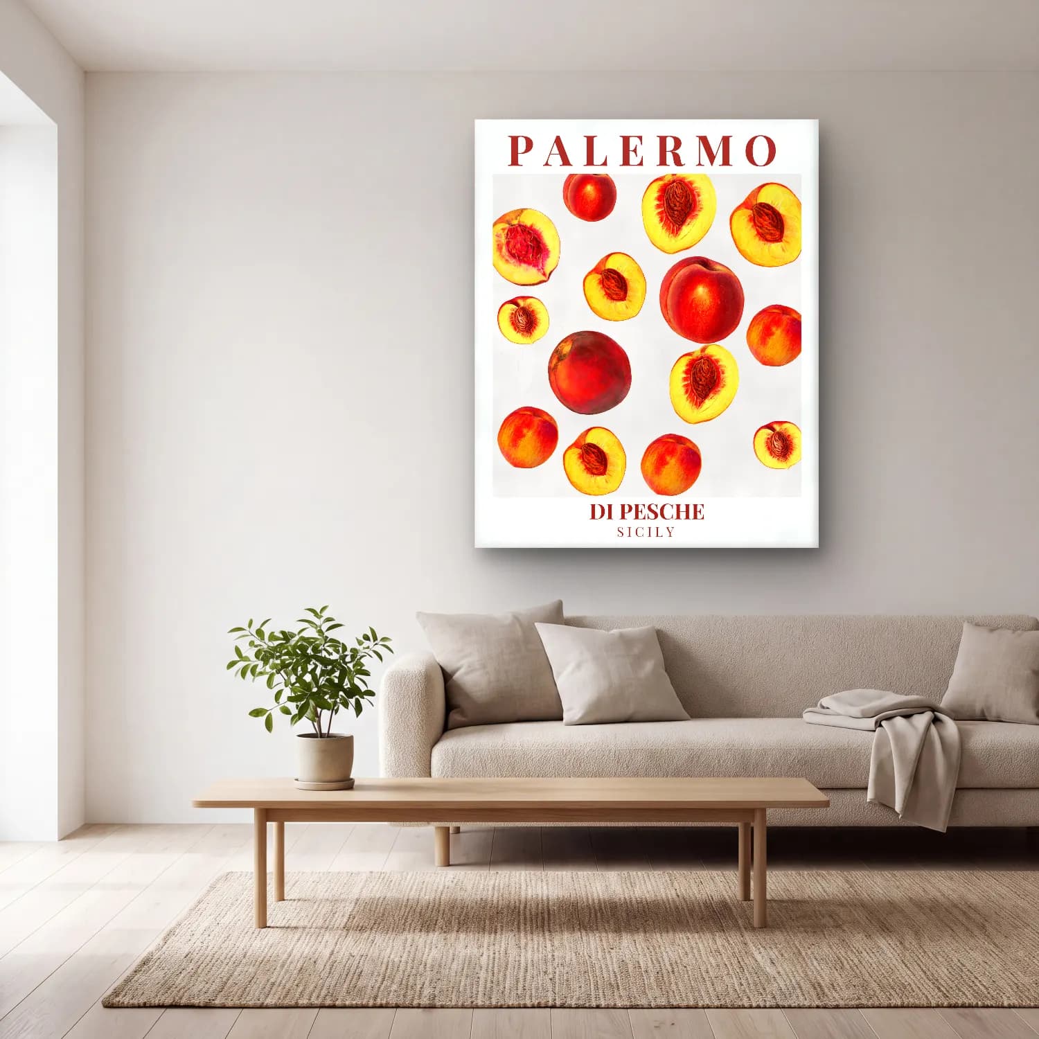 Pastel Meyveli Natürmort No. 3 cam tablo — açık renk salonda