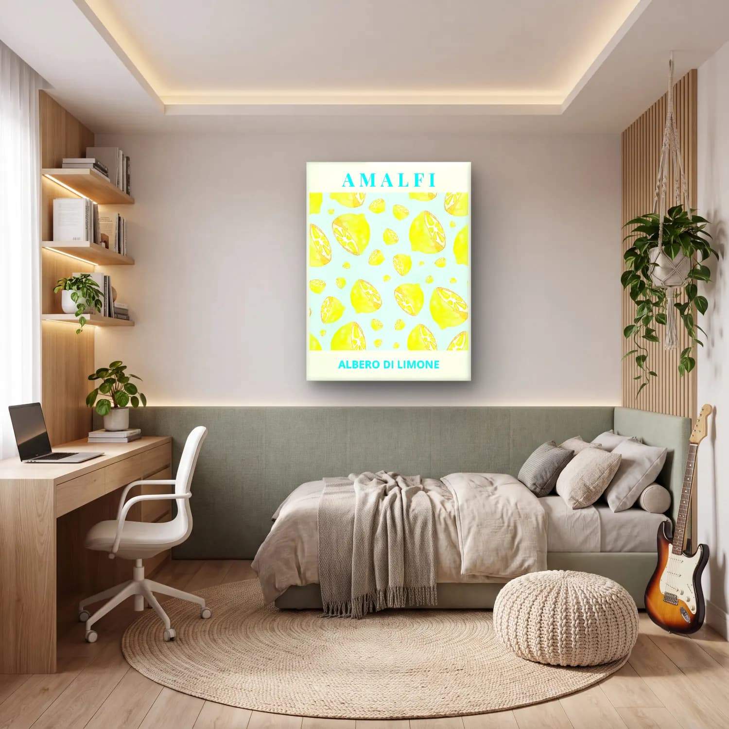 Pastel Limonlar No. 8 cam tablo — genç odasında