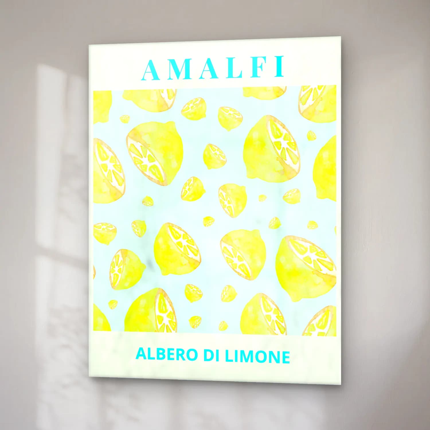 Pastel Limonlar No. 8 cam tablo — sağ açıdan görünüm