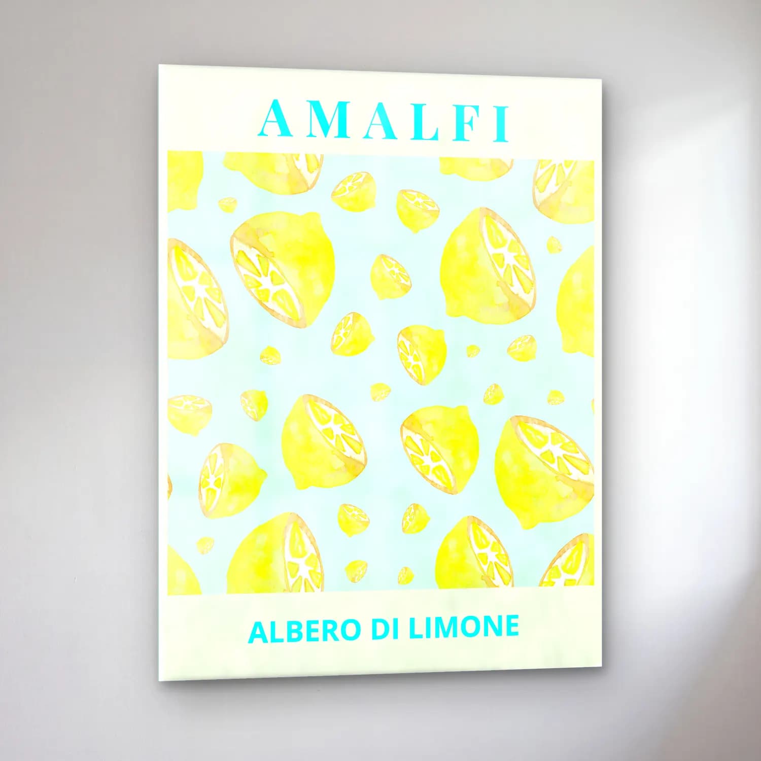 Pastel Limonlar No. 8 cam tablo — sol açıdan görünüm