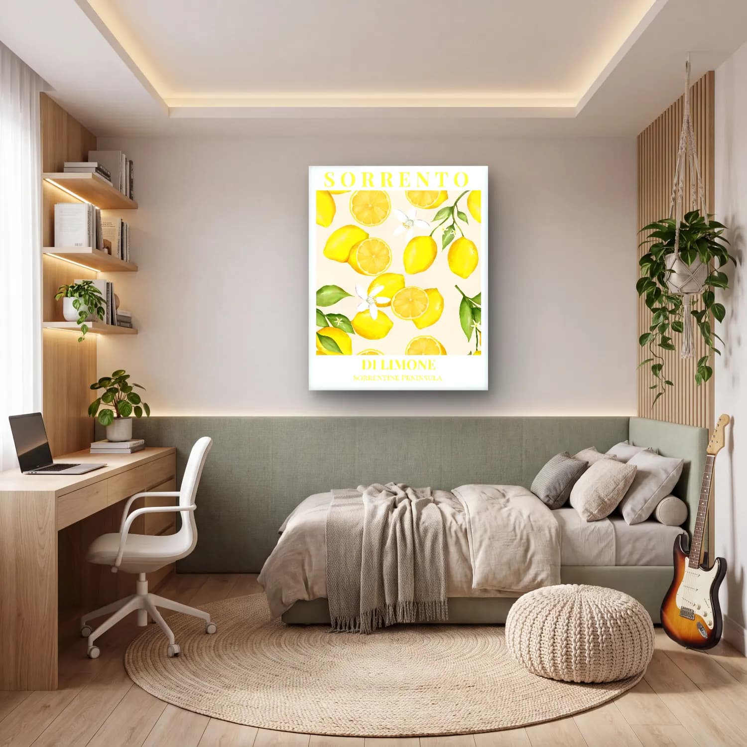 Pastel Limonlar No. 11 cam tablo — genç odasında