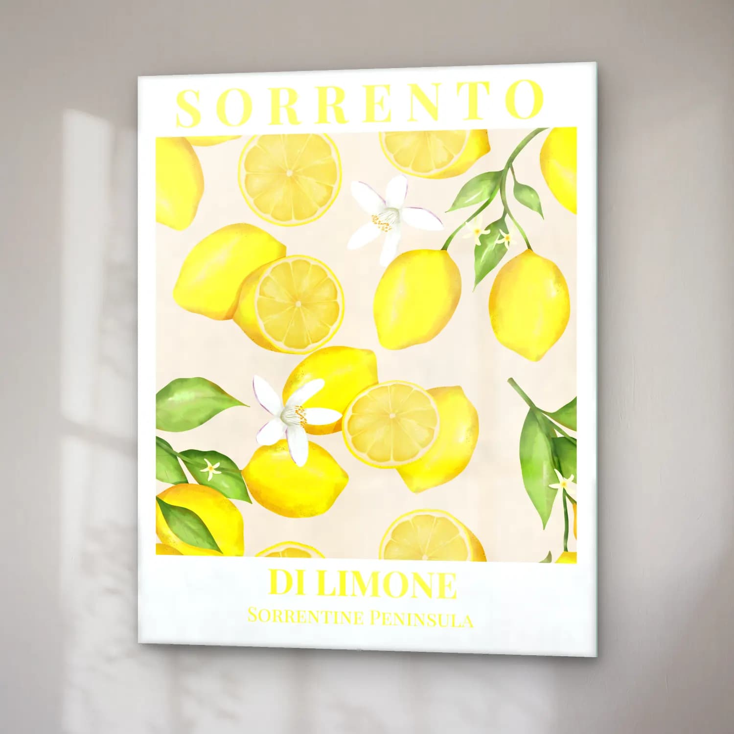 Pastel Limonlar No. 11 cam tablo — sağ açıdan görünüm