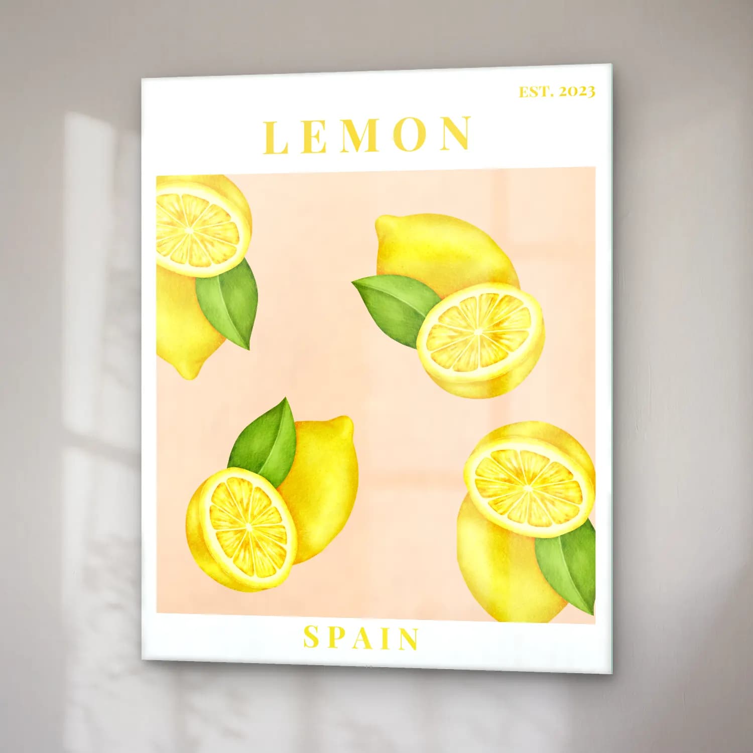 Pastel Limonlar No. 12 cam tablo — sağ açıdan görünüm