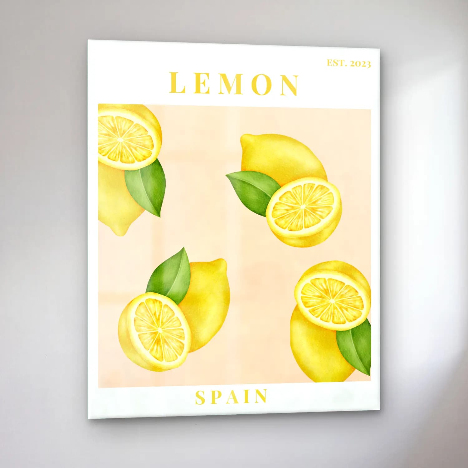 Pastel Limonlar No. 12 cam tablo — sol açıdan görünüm