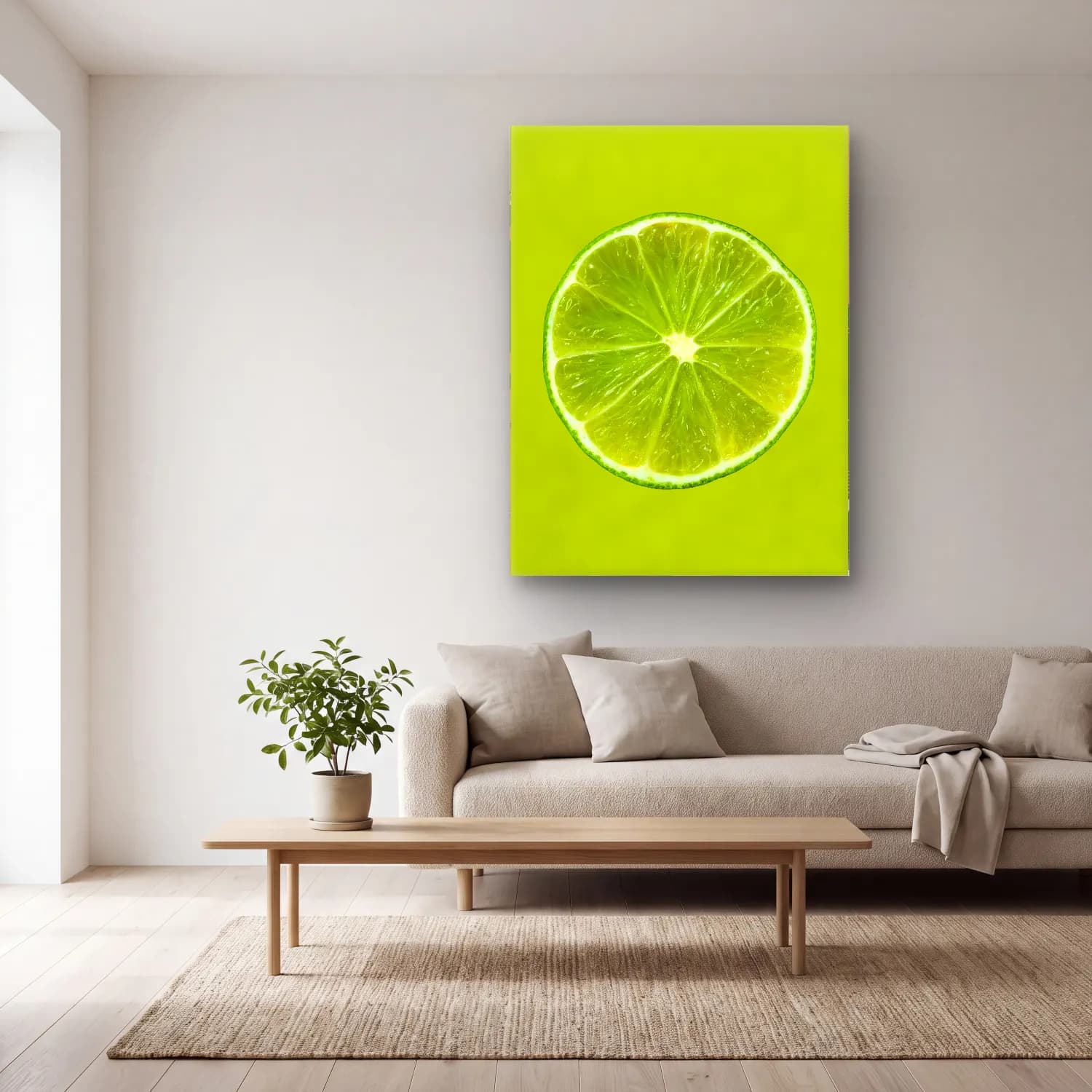 Yağlı Boya Limonlar – Yeşil Tonlar cam tablo — açık renk salonda