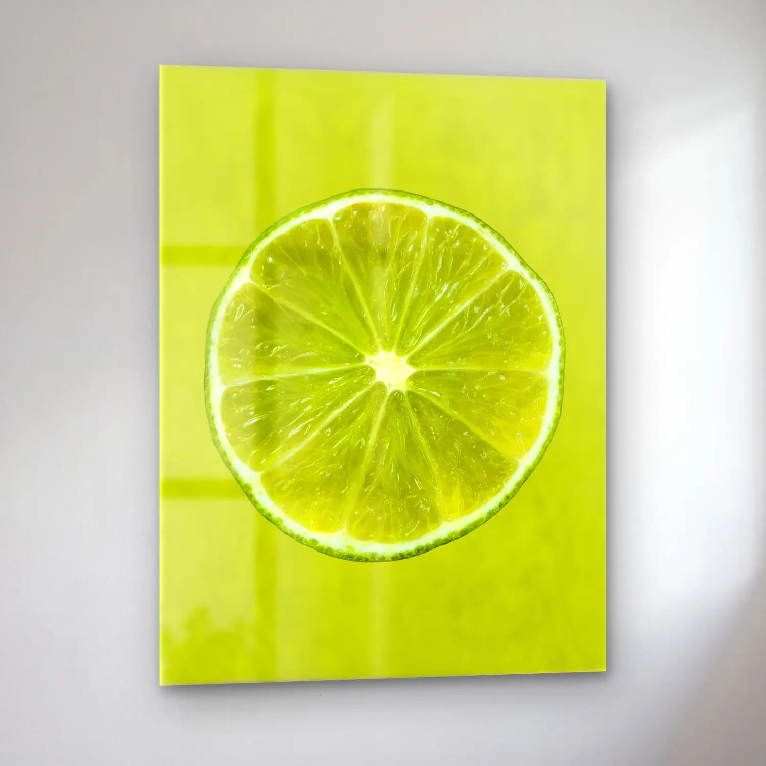 Yağlı Boya Limonlar – Yeşil Tonlar cam tablo — sol açıdan görünüm