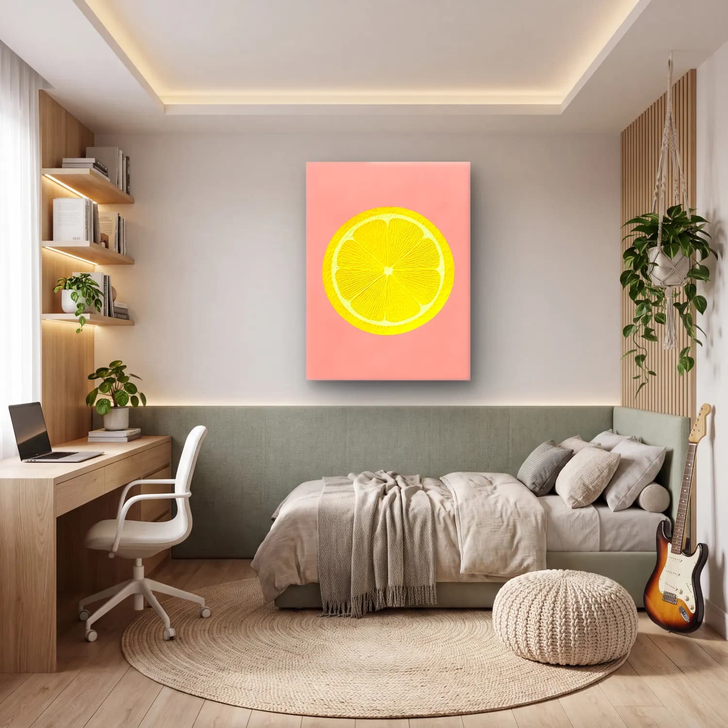 Pastel Limonlar No. 10 cam tablo — genç odasında