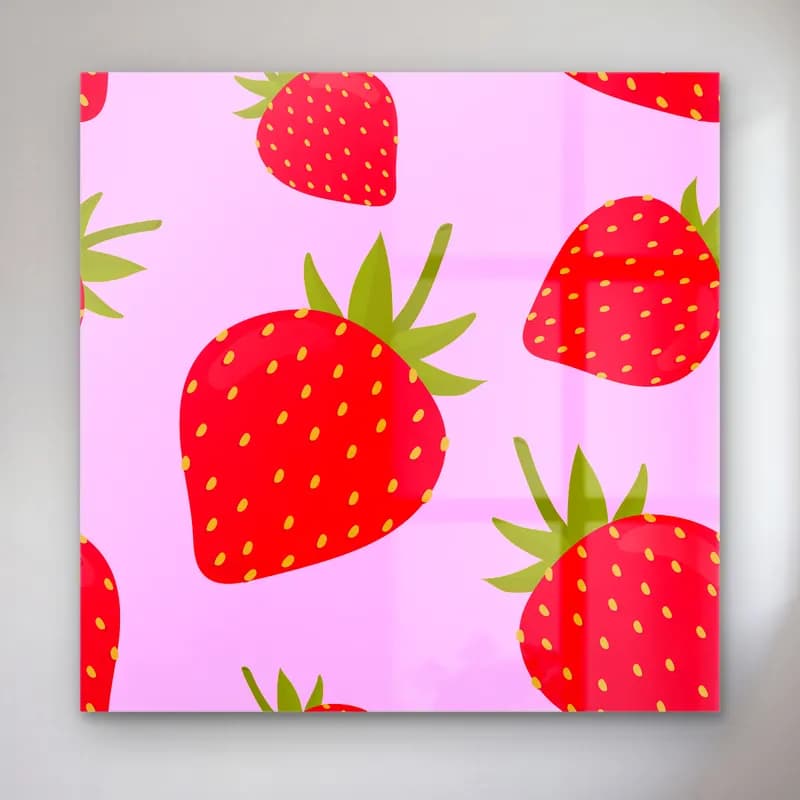 Pastel Çilekler No. 9 cam tablo — Pastel Çilekler No. 9 — pastel çilekler