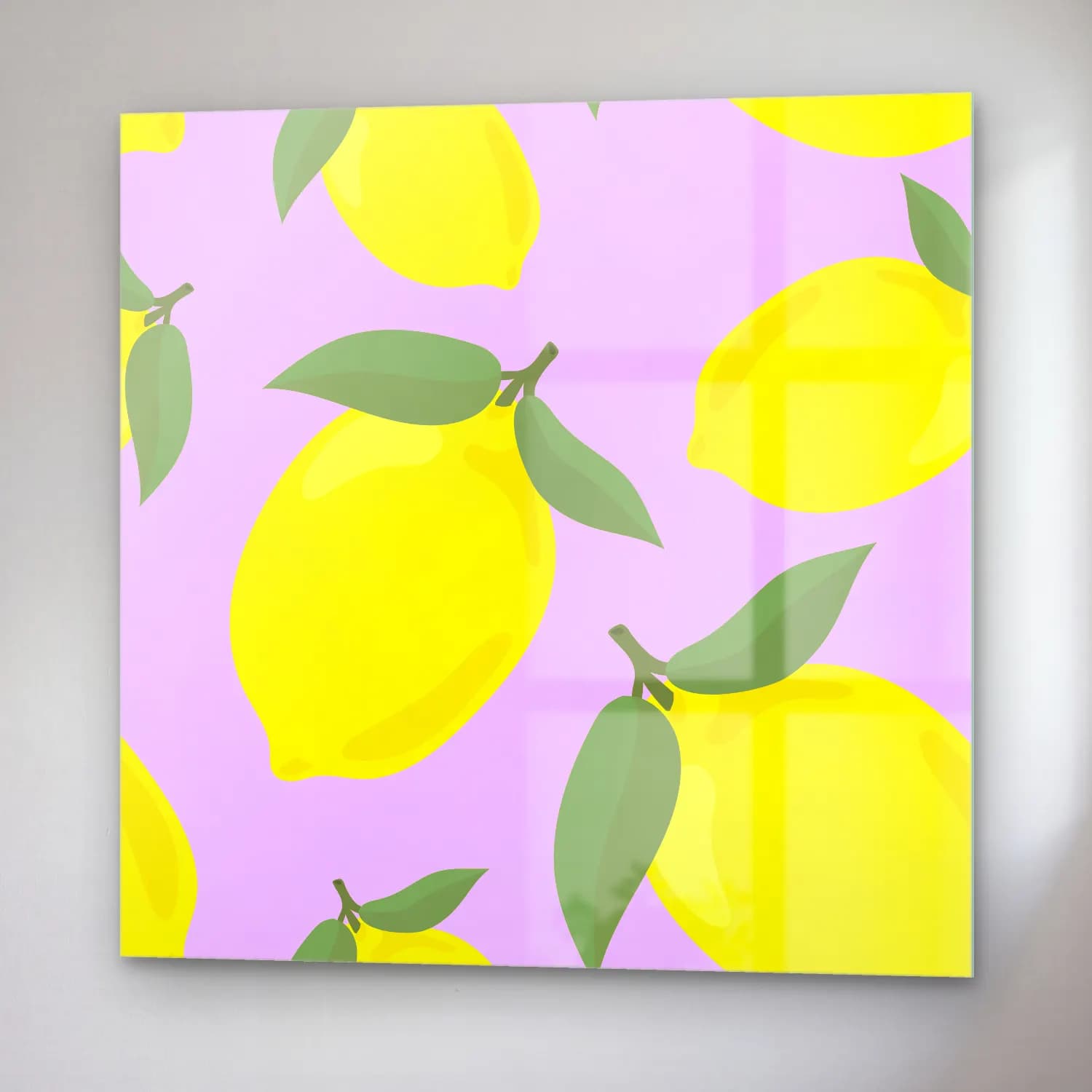 Pastel Limonlar No. 13 cam tablo — sağ açıdan görünüm