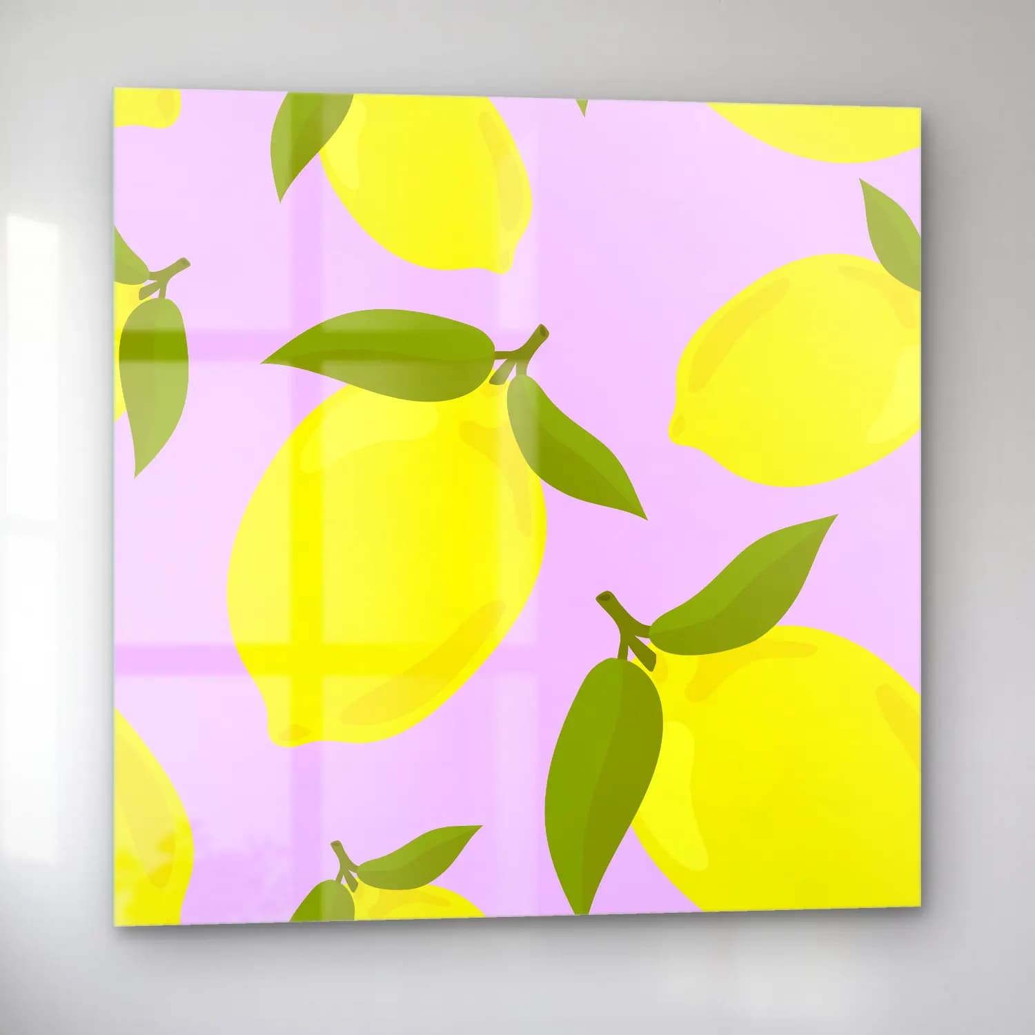 Pastel Limonlar No. 13 cam tablo — sol açıdan görünüm