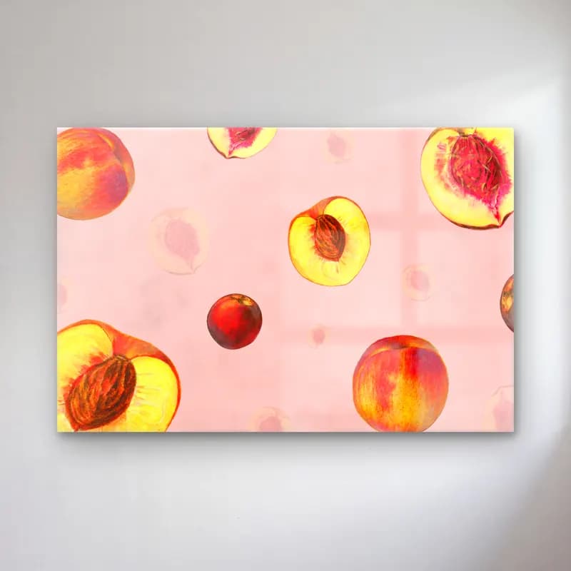 Pastel Meyveli Natürmort – Pembe Tonlar cam tablo — Pastel Meyveli Natürmort – Pembe Tonlar — pastel meyveli natürmort