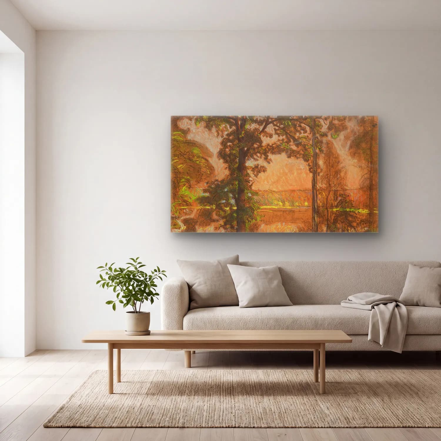Richard Bergh – Landscape Tyresö cam tablo — açık renk salonda