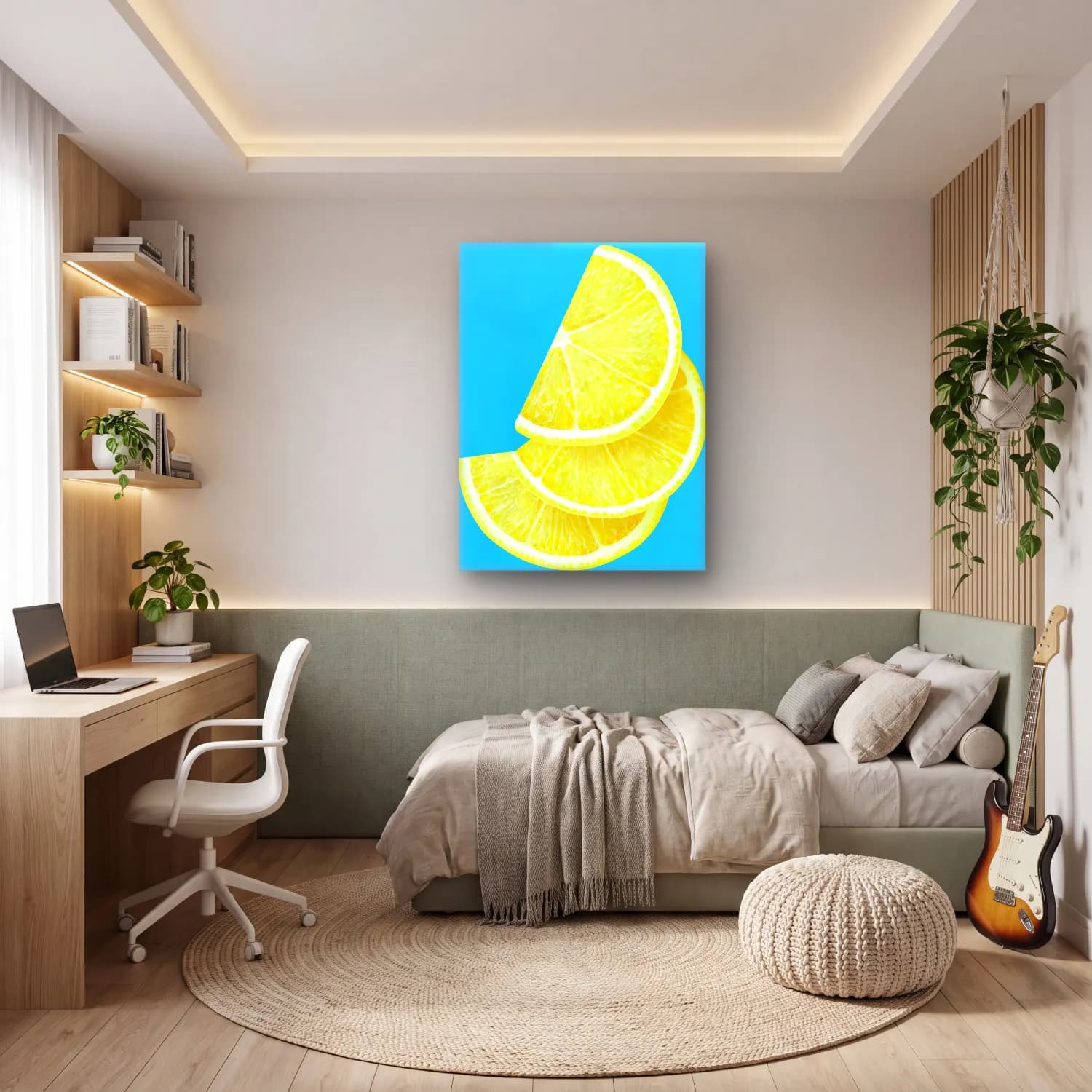 Pop Art Limonlar cam tablo — genç odasında