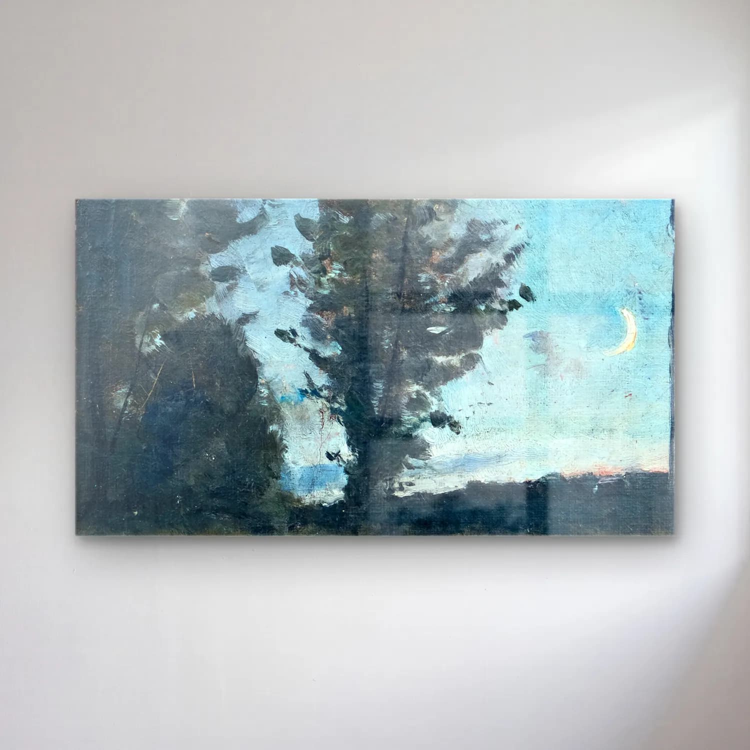 Richard Bergh – Moonlit Landscape cam tablo — Richard Bergh – Moonlit Landscape — empresyonist yalnız ağaç