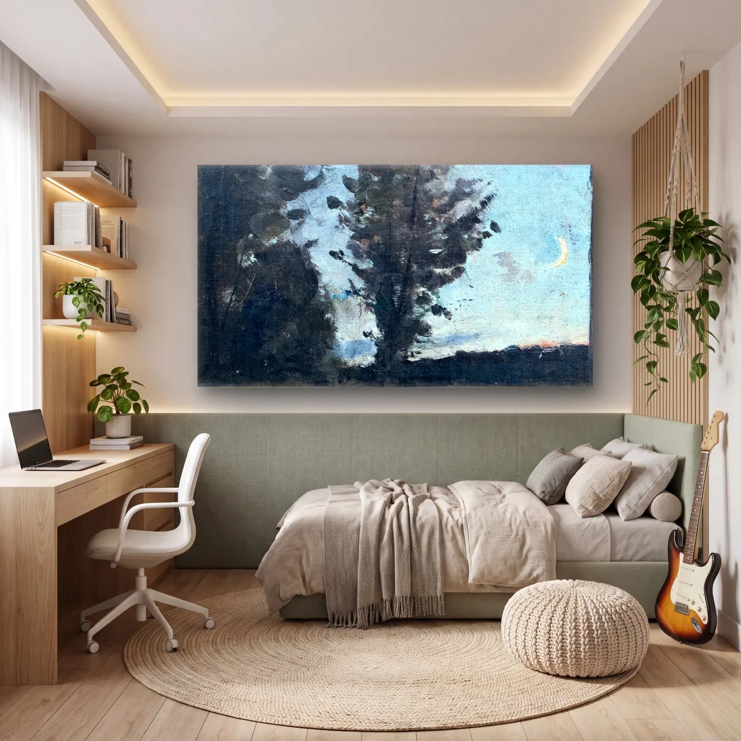 Richard Bergh – Moonlit Landscape cam tablo — genç odasında