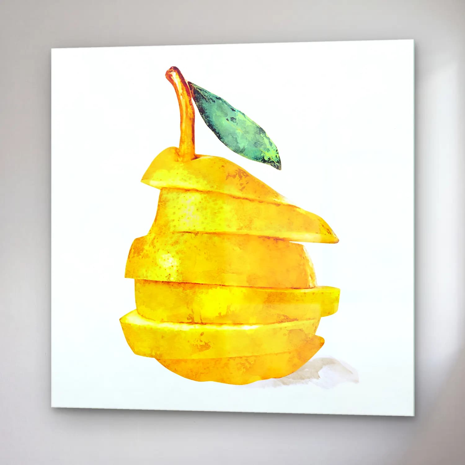 Suluboya Limonlar No. 7 cam tablo — sağ açıdan görünüm