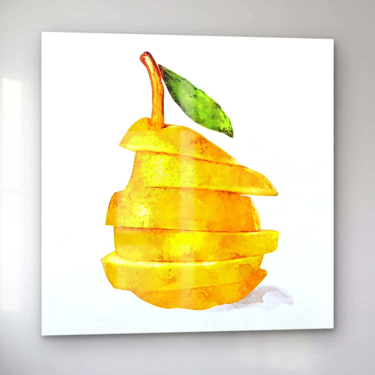 Suluboya Limonlar No. 7 cam tablo — sol açıdan görünüm