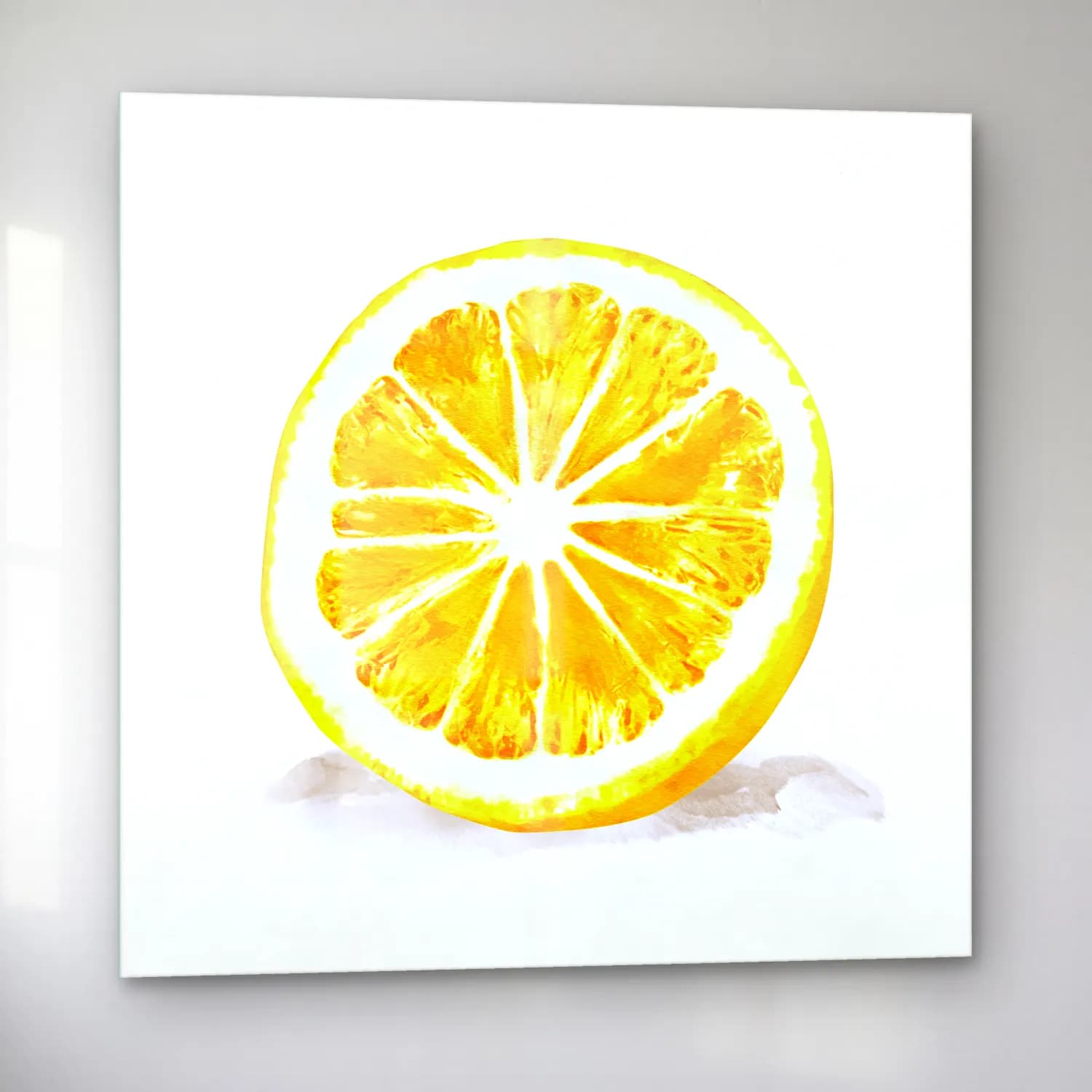 Suluboya Limonlar No. 8 cam tablo — sol açıdan görünüm