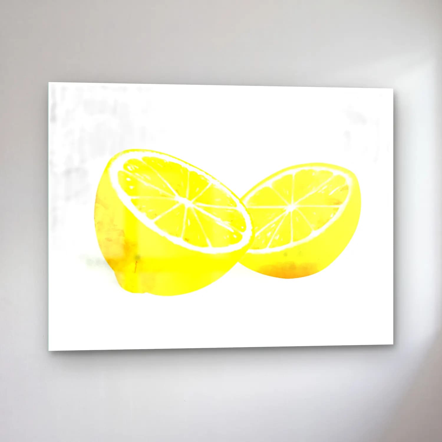 Suluboya Limonlar No. 10 cam tablo — sol açıdan görünüm