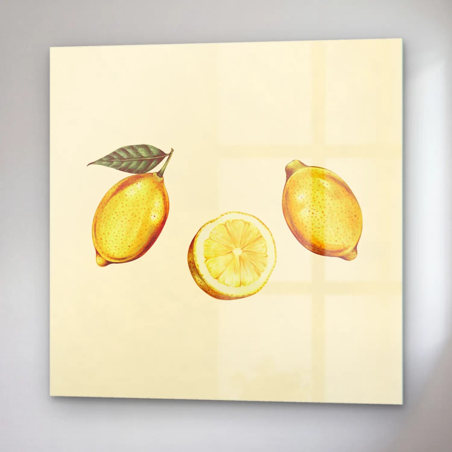 Vintage Limonlar No. 7 cam tablo — sağ açıdan görünüm