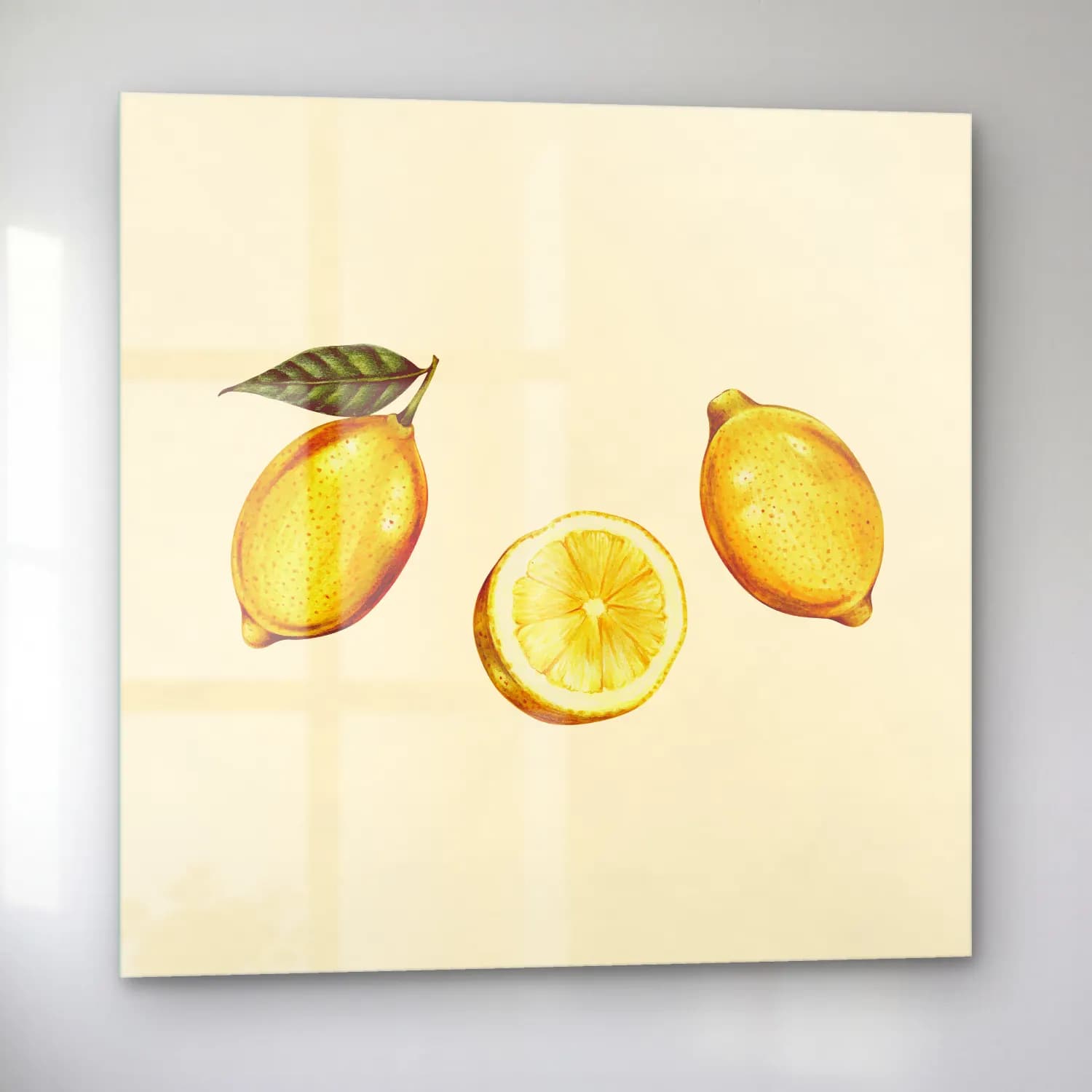 Vintage Limonlar No. 7 cam tablo — sol açıdan görünüm