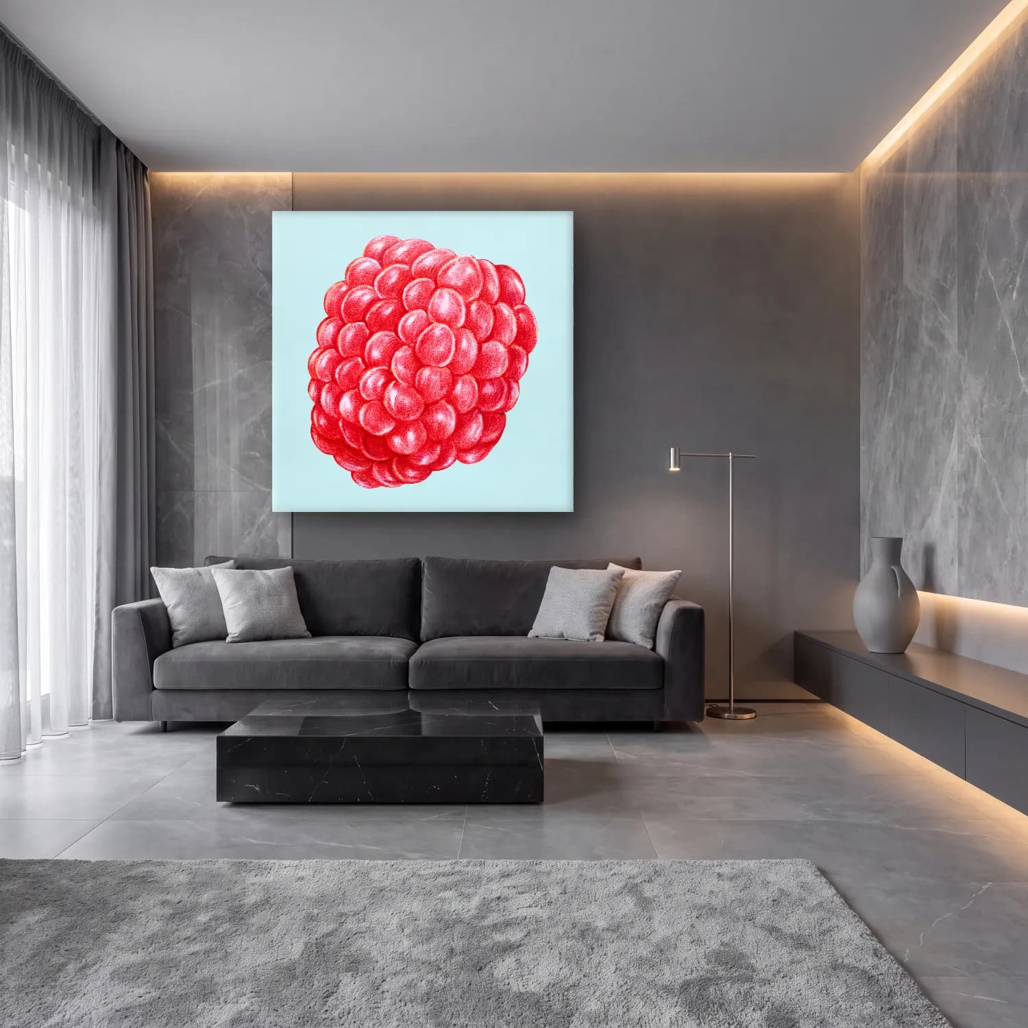 Botanik İllüstrasyon Nar No. 15 cam tablo — lüks salon duvarında