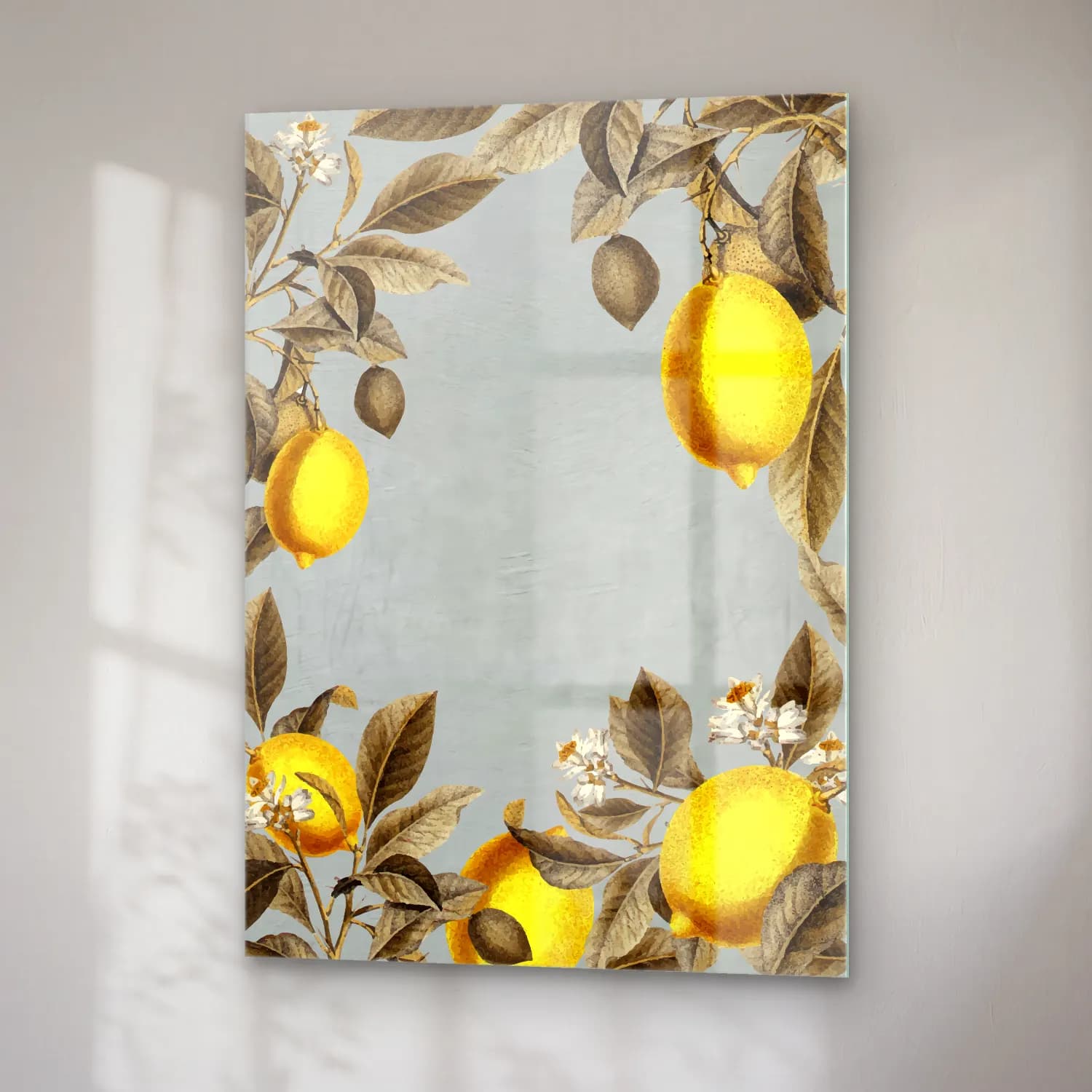 Botanik İllüstrasyon Limonlar No. 9 cam tablo — sağ açıdan görünüm