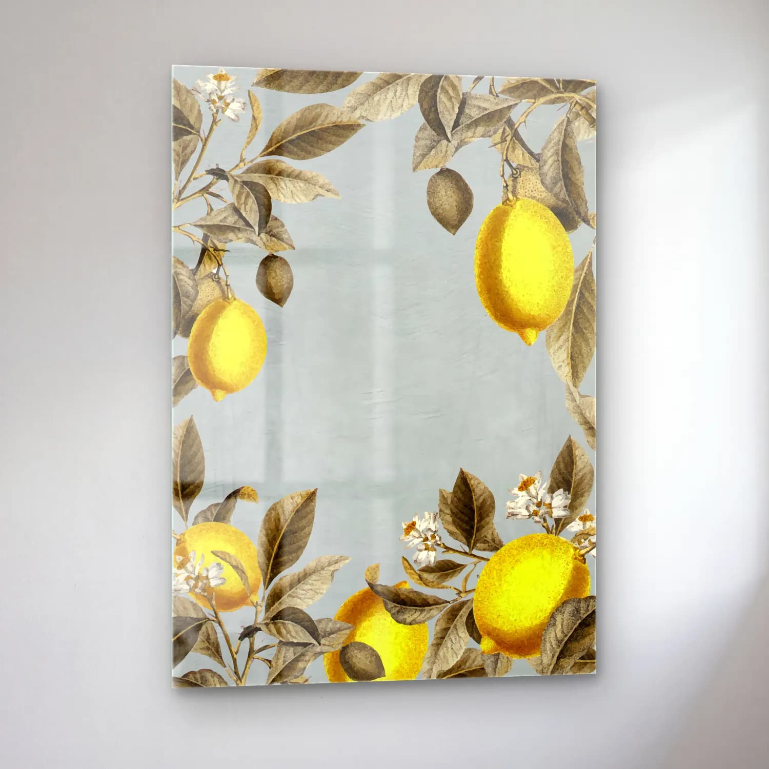 Botanik İllüstrasyon Limonlar No. 9 cam tablo — sol açıdan görünüm