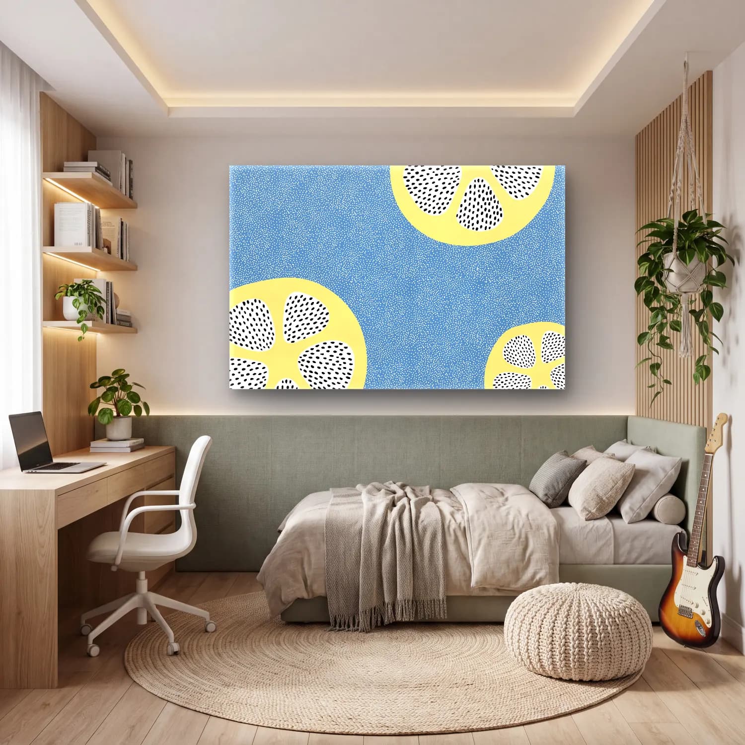 Retro Limonlar No. 4 cam tablo — genç odasında