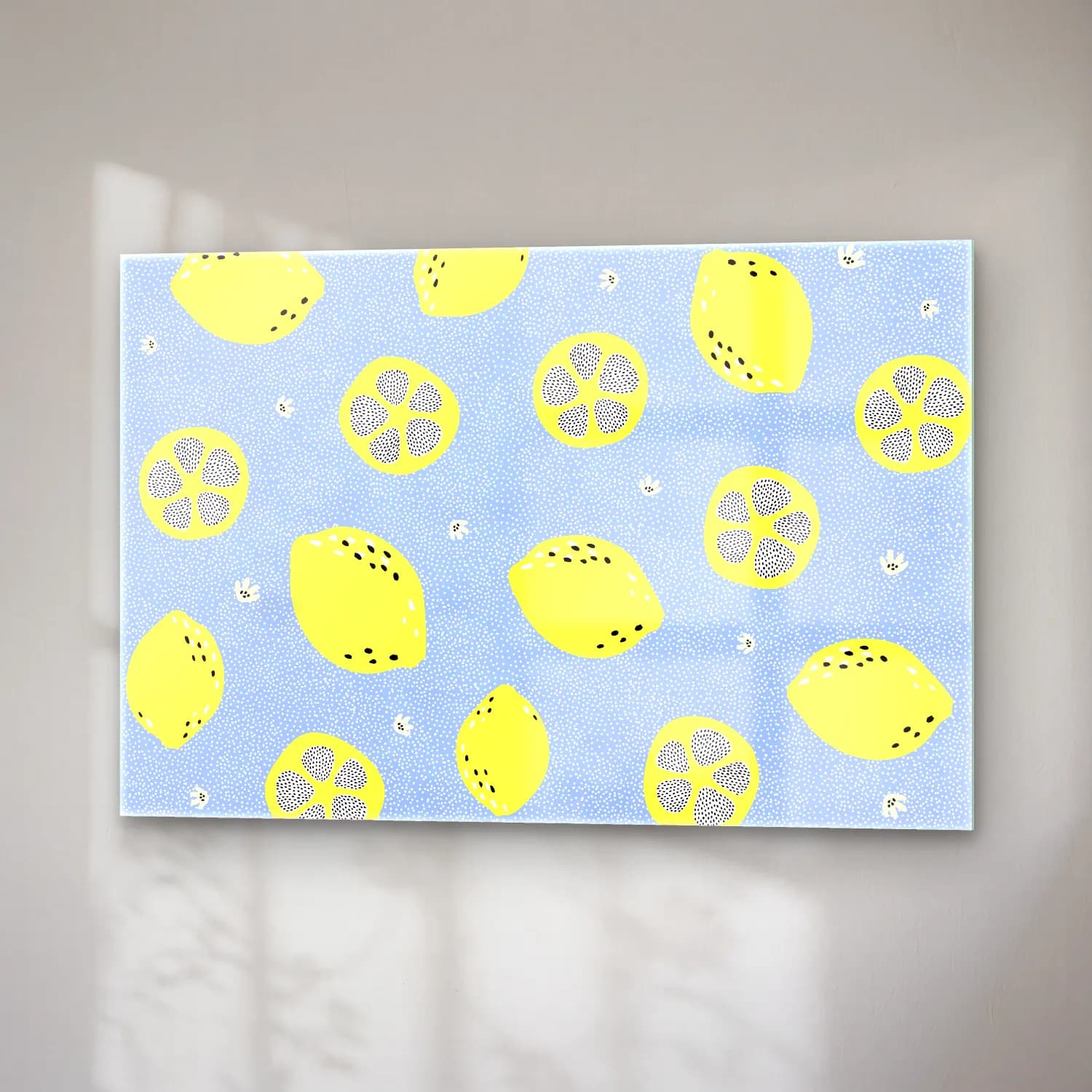 Pastel Limonlar No. 16 cam tablo — sağ açıdan görünüm
