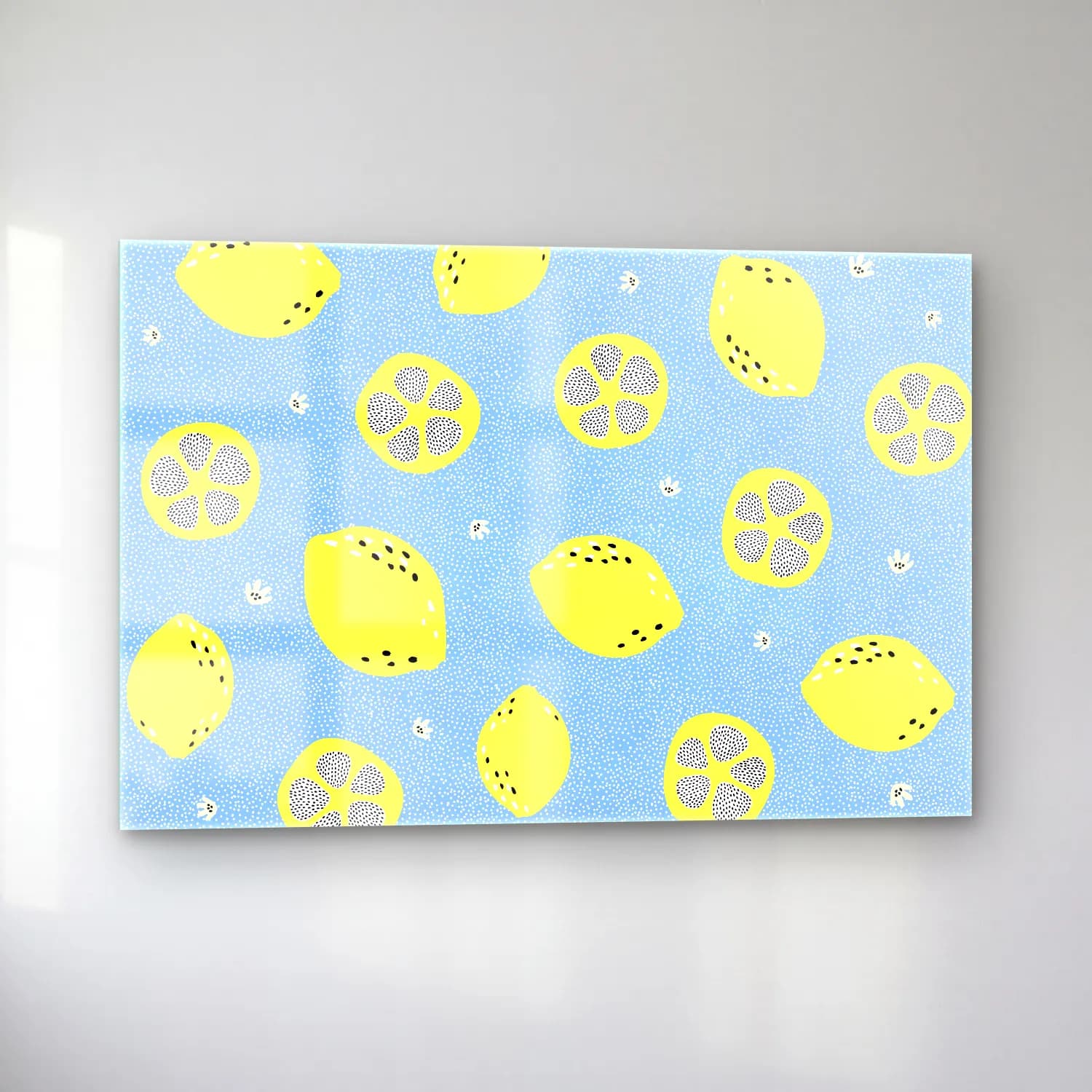 Pastel Limonlar No. 16 cam tablo — sol açıdan görünüm